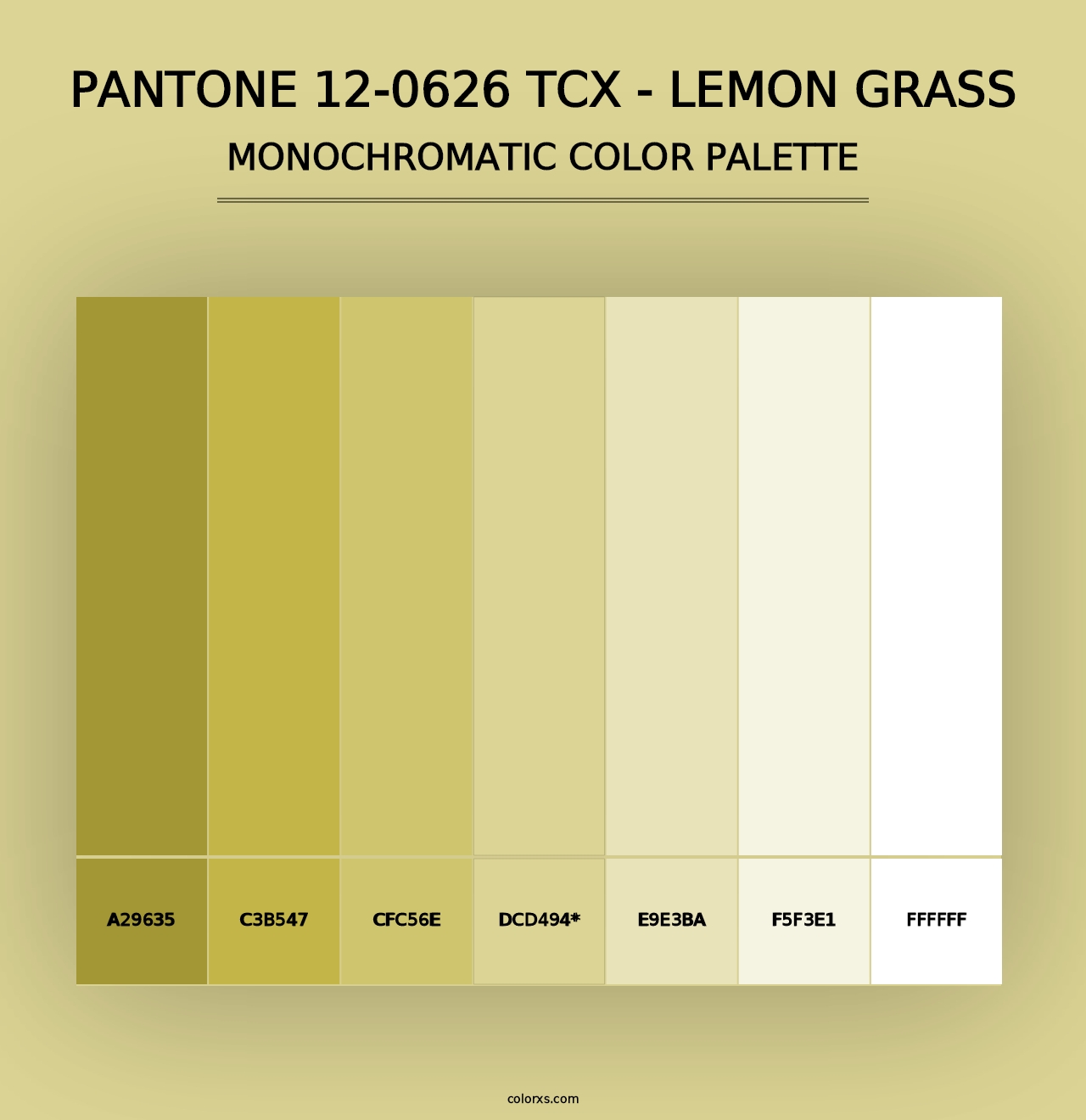 PANTONE 12-0626 TCX - Lemon Grass - Monochromatic Color Palette