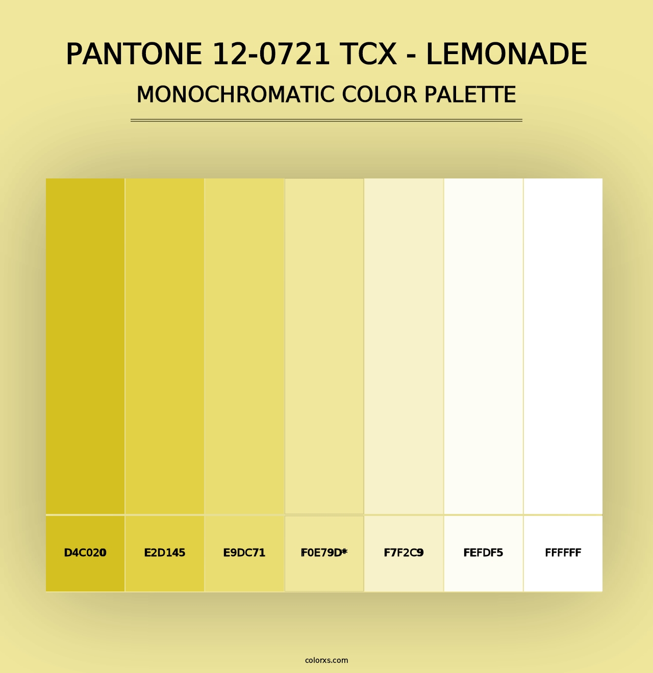 PANTONE 12-0721 TCX - Lemonade - Monochromatic Color Palette