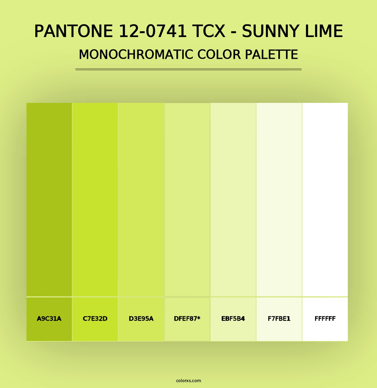 PANTONE 12-0741 TCX - Sunny Lime - Monochromatic Color Palette