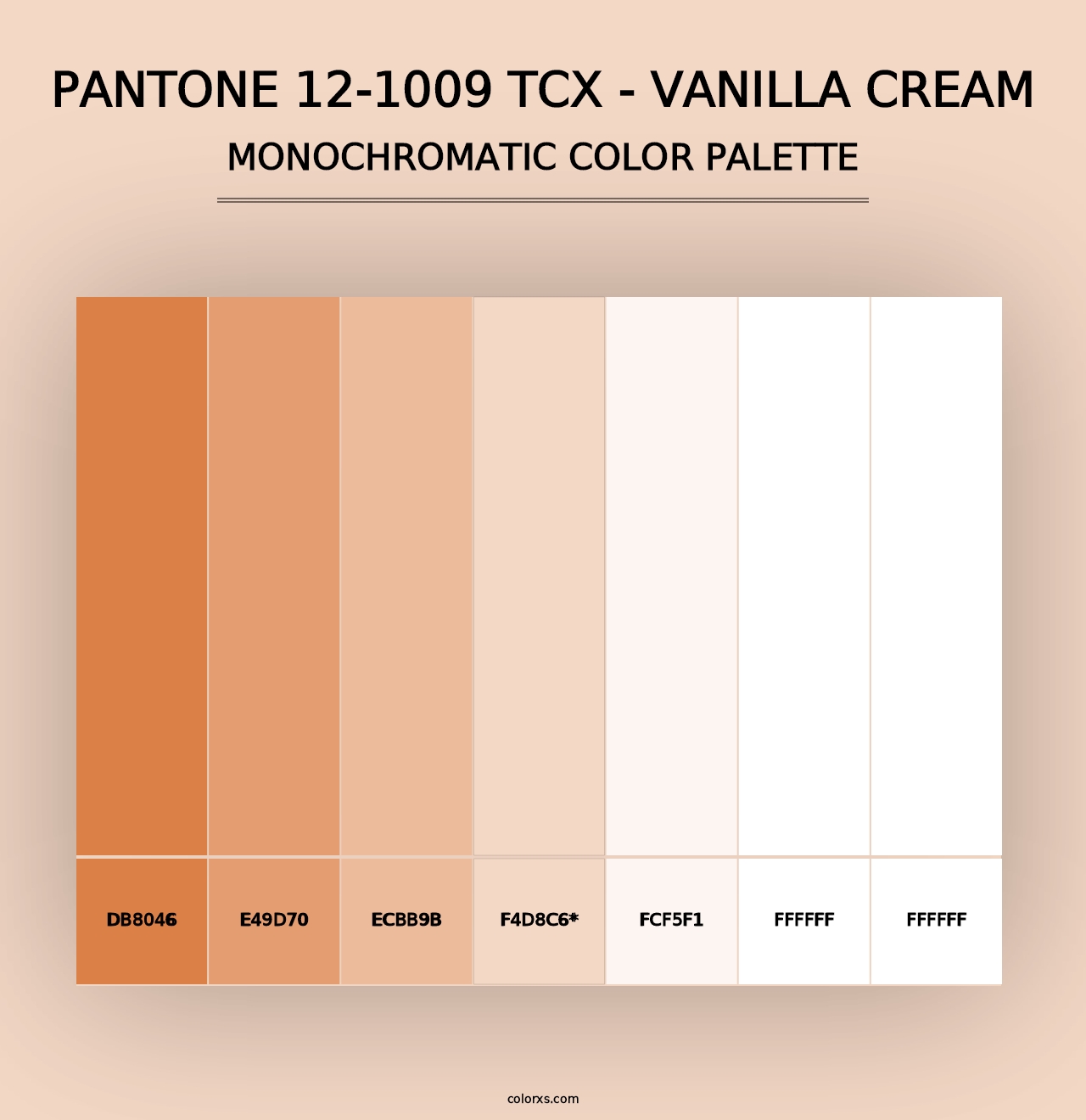 PANTONE 12-1009 TCX - Vanilla Cream - Monochromatic Color Palette