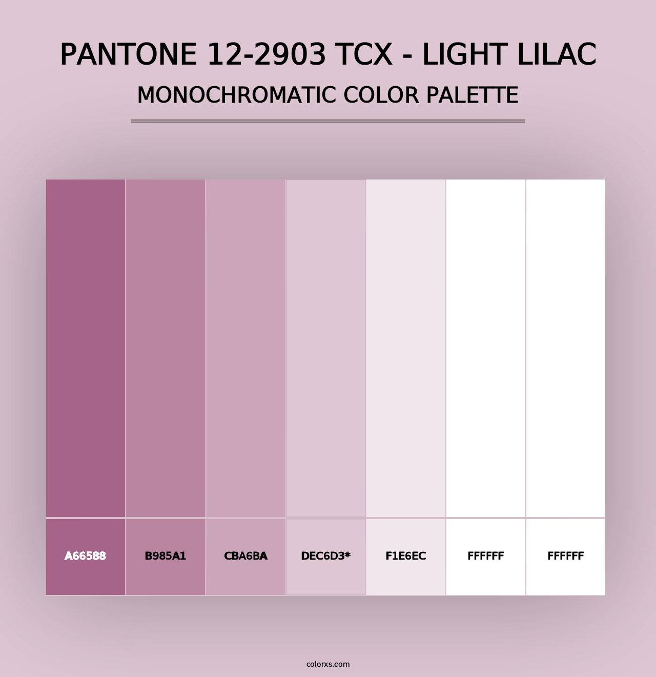 PANTONE 12-2903 TCX - Light Lilac - Monochromatic Color Palette