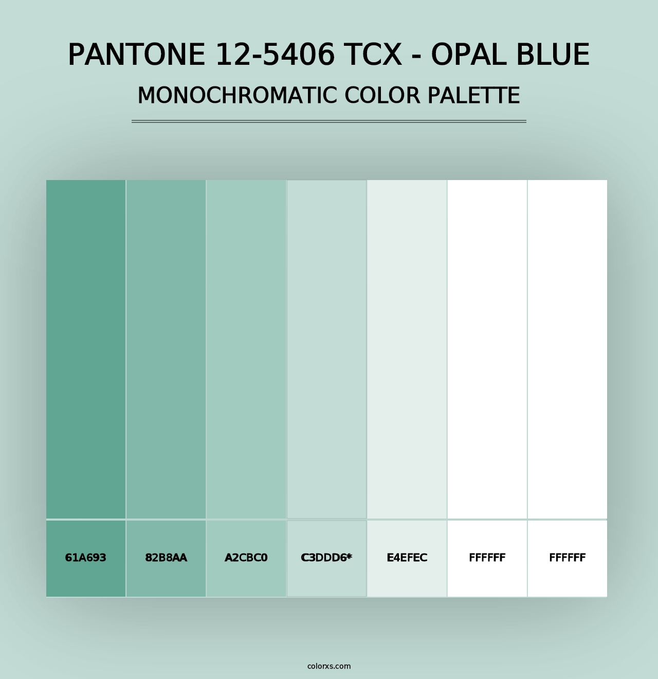 PANTONE 12-5406 TCX - Opal Blue - Monochromatic Color Palette