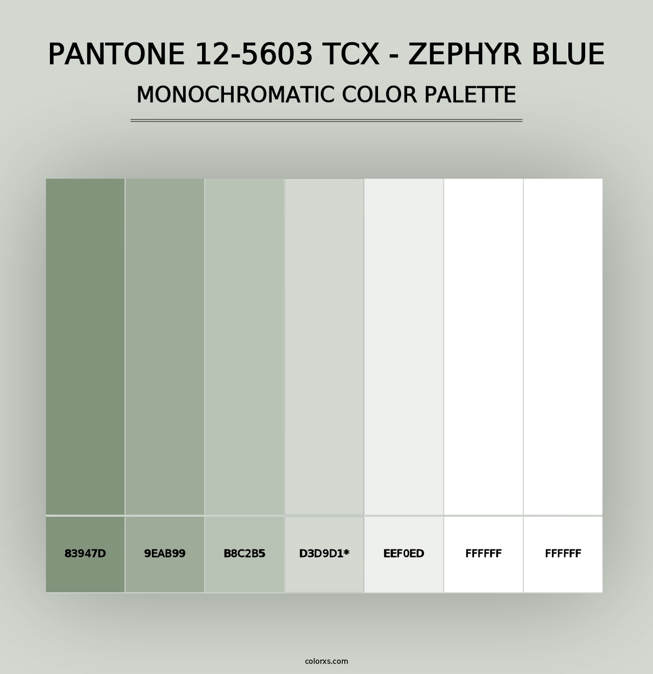 PANTONE 12-5603 TCX - Zephyr Blue - Monochromatic Color Palette