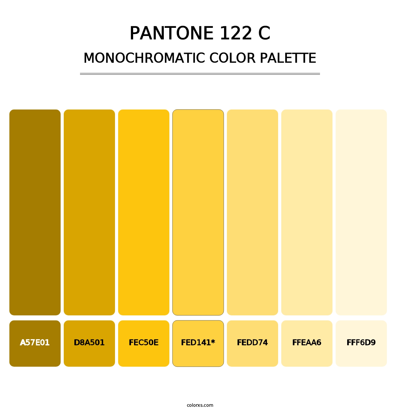 PANTONE 122 C - Monochromatic Color Palette