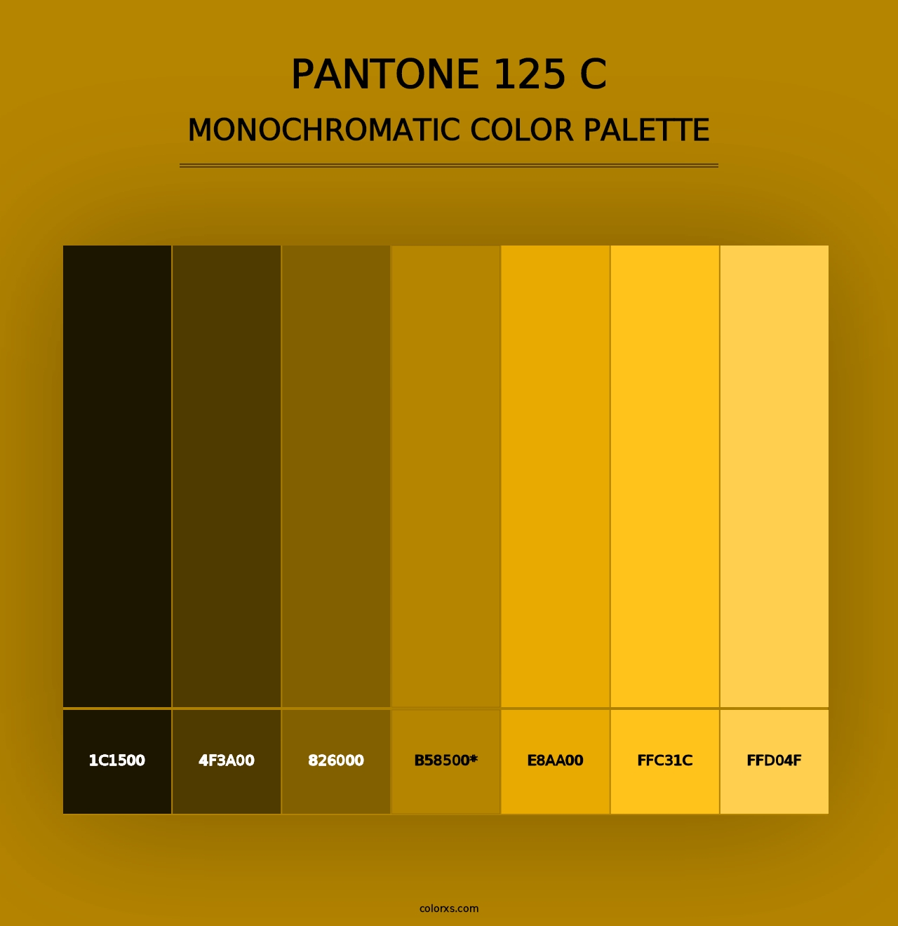 PANTONE 125 C - Monochromatic Color Palette