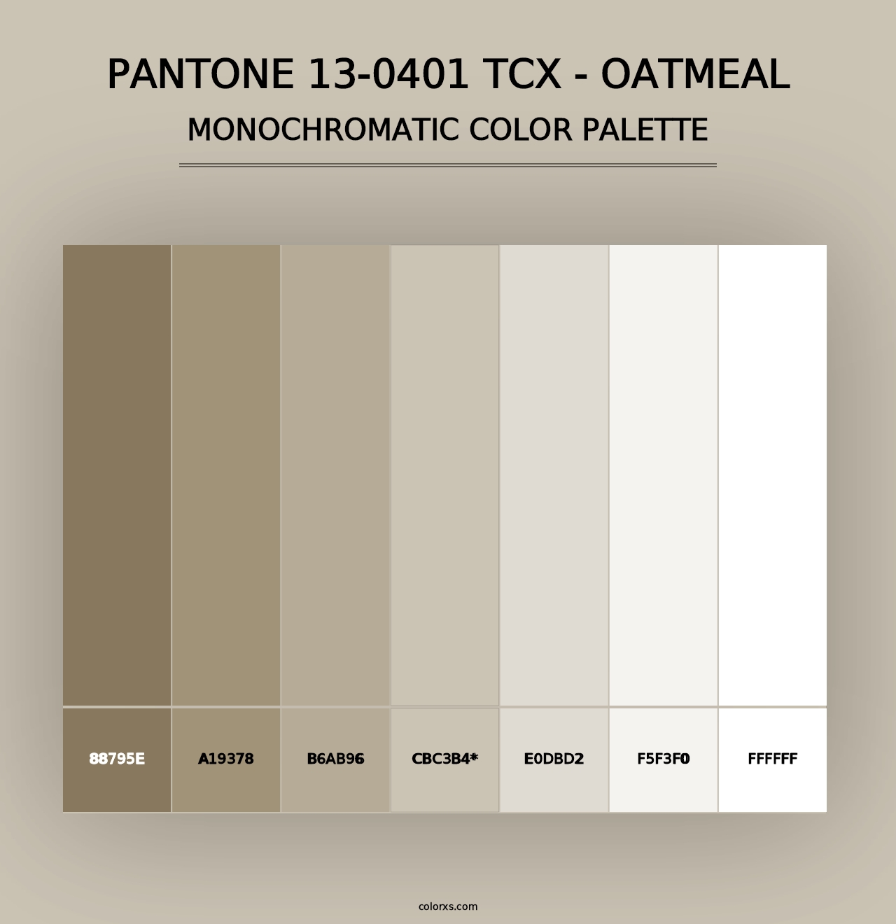 PANTONE 13-0401 TCX - Oatmeal - Monochromatic Color Palette