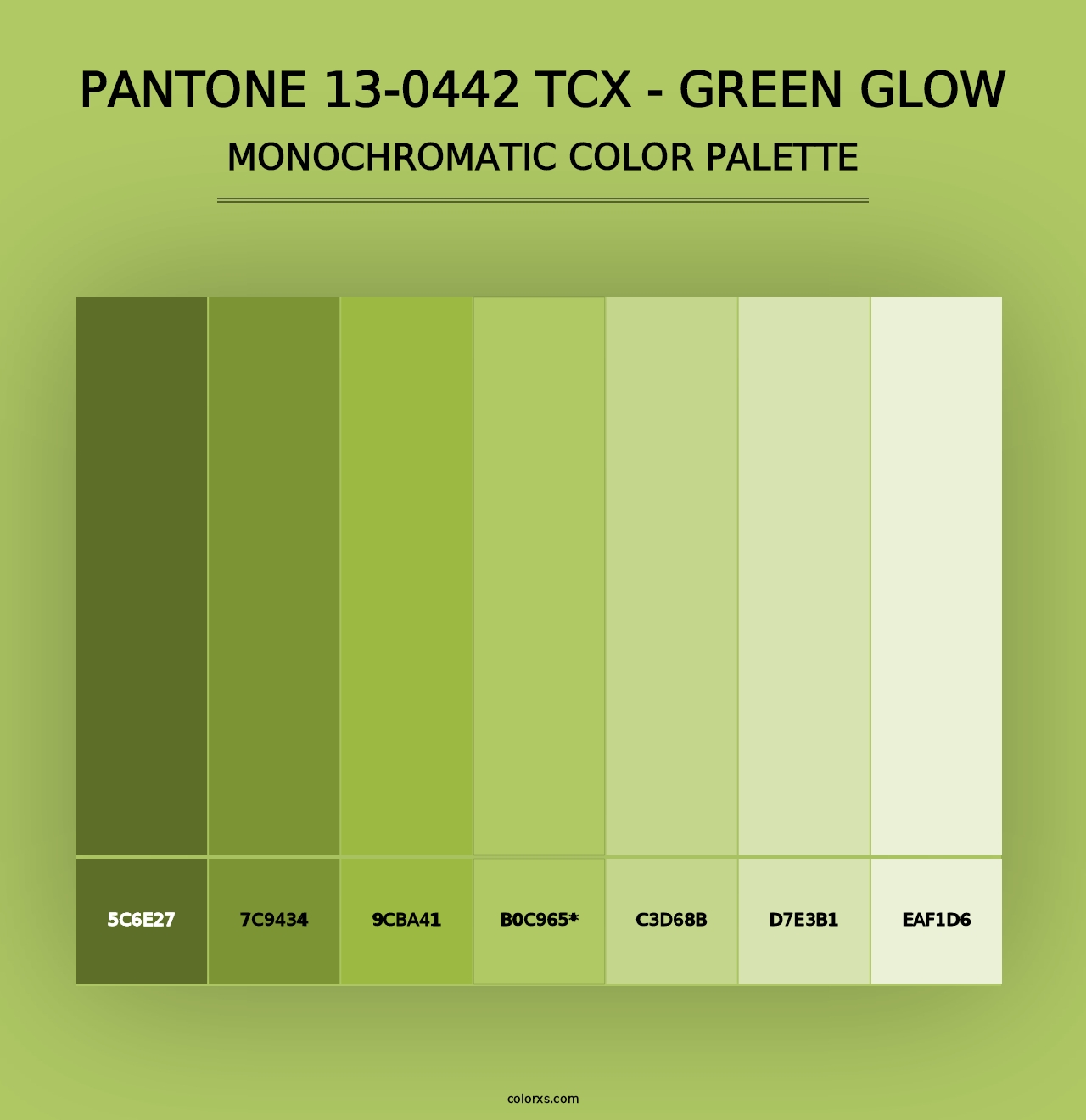 PANTONE 13-0442 TCX - Green Glow - Monochromatic Color Palette