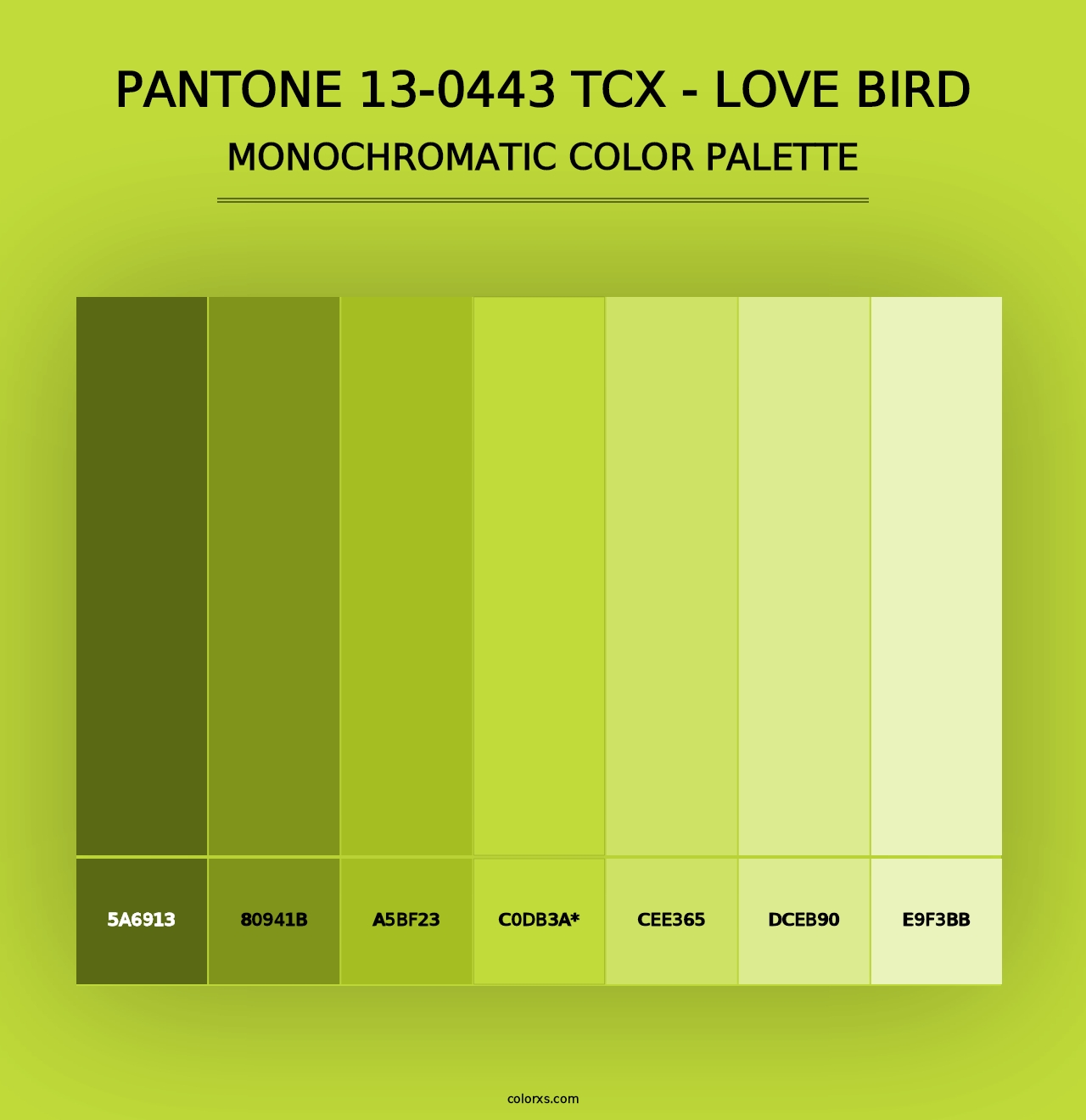 PANTONE 13-0443 TCX - Love Bird - Monochromatic Color Palette