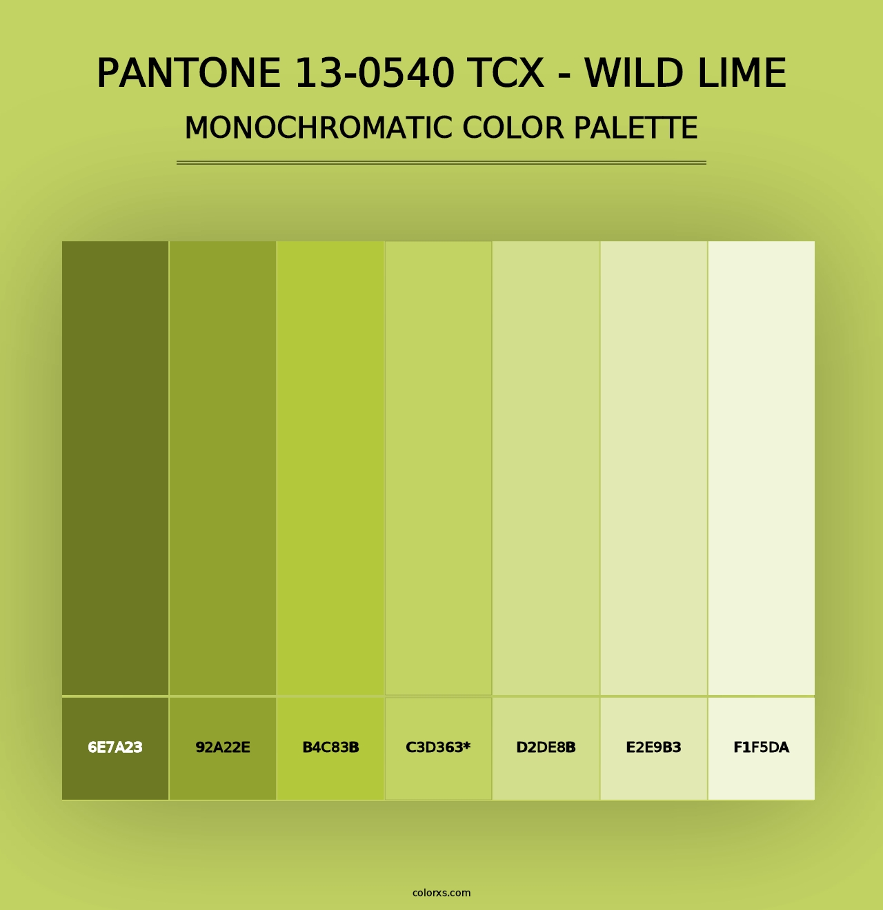 PANTONE 13-0540 TCX - Wild Lime - Monochromatic Color Palette