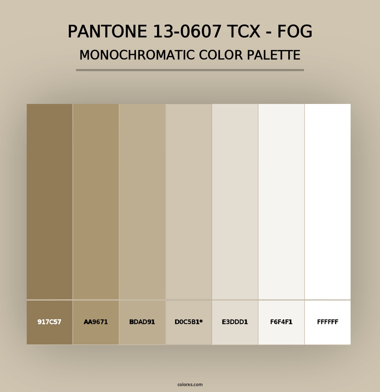 PANTONE 13-0607 TCX - Fog - Monochromatic Color Palette