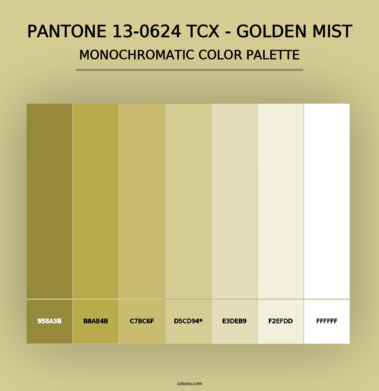 PANTONE 13-0624 TCX - Golden Mist - Monochromatic Color Palette