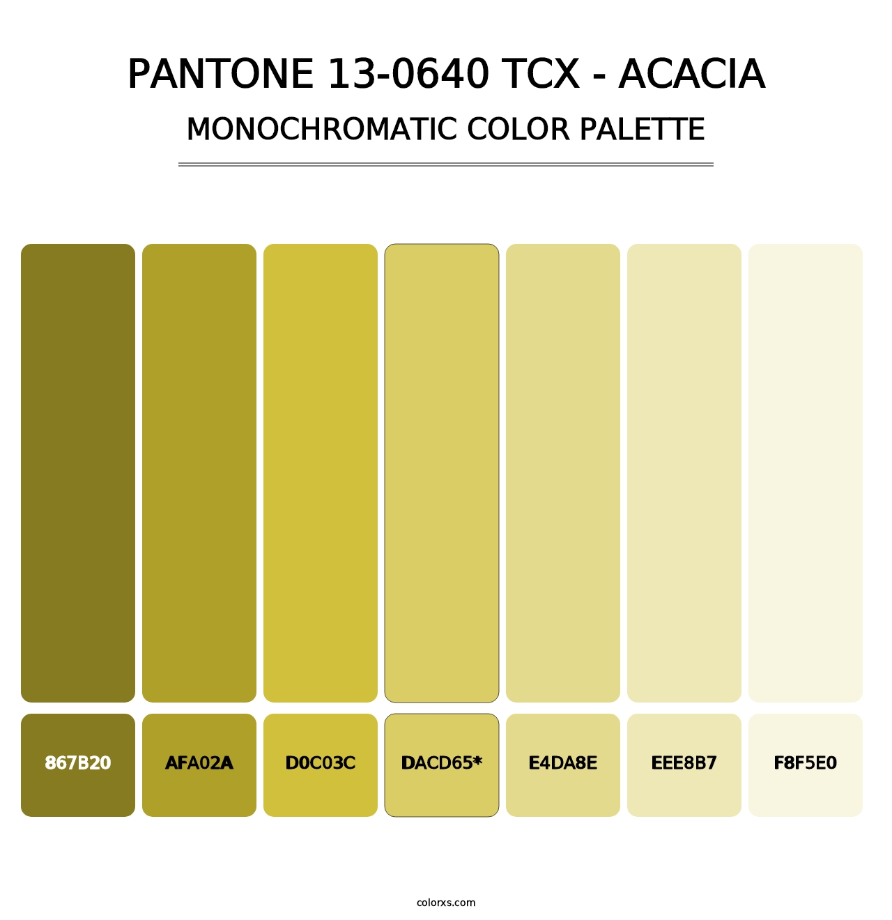 PANTONE 13-0640 TCX - Acacia - Monochromatic Color Palette