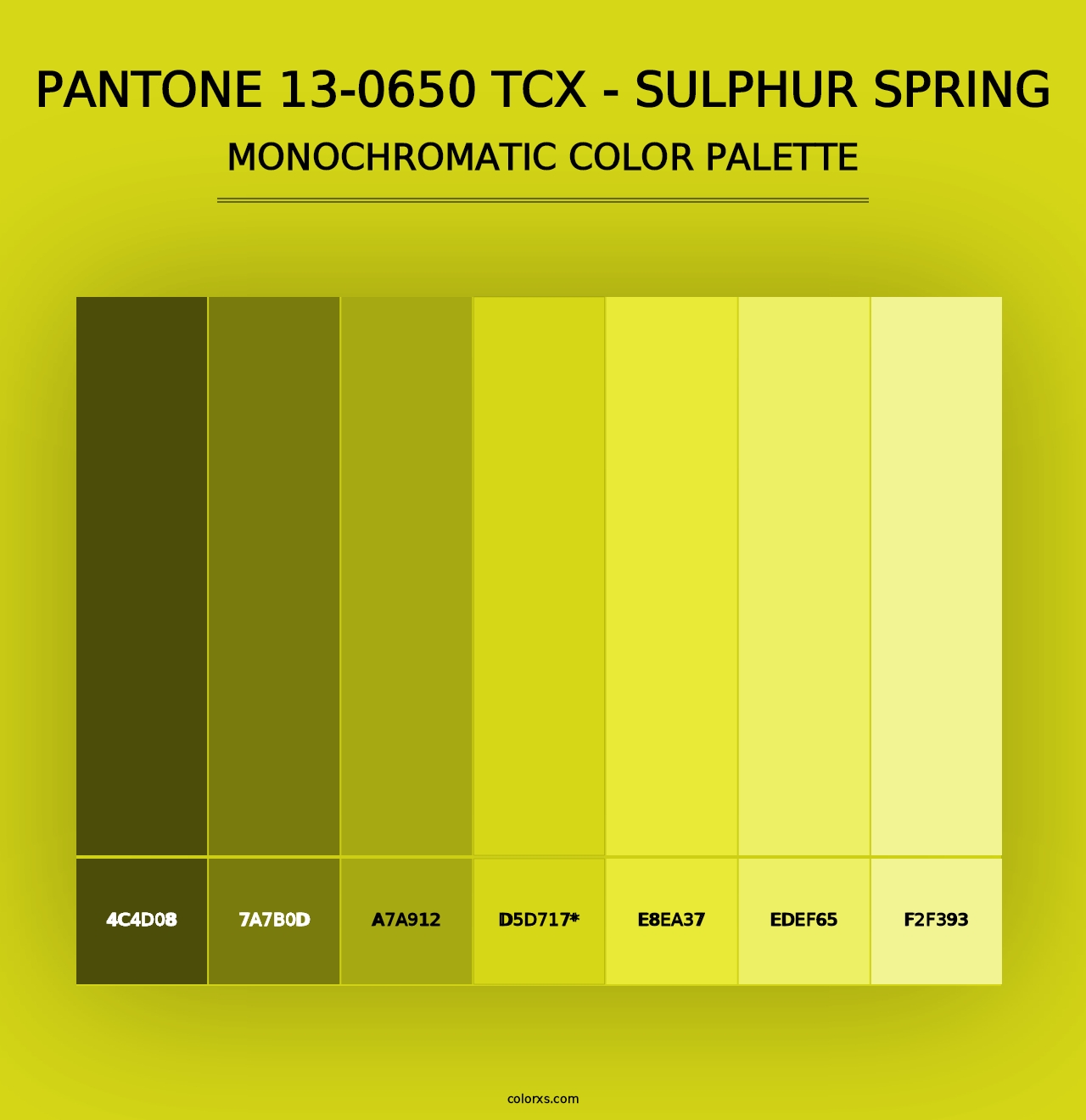 PANTONE 13-0650 TCX - Sulphur Spring - Monochromatic Color Palette