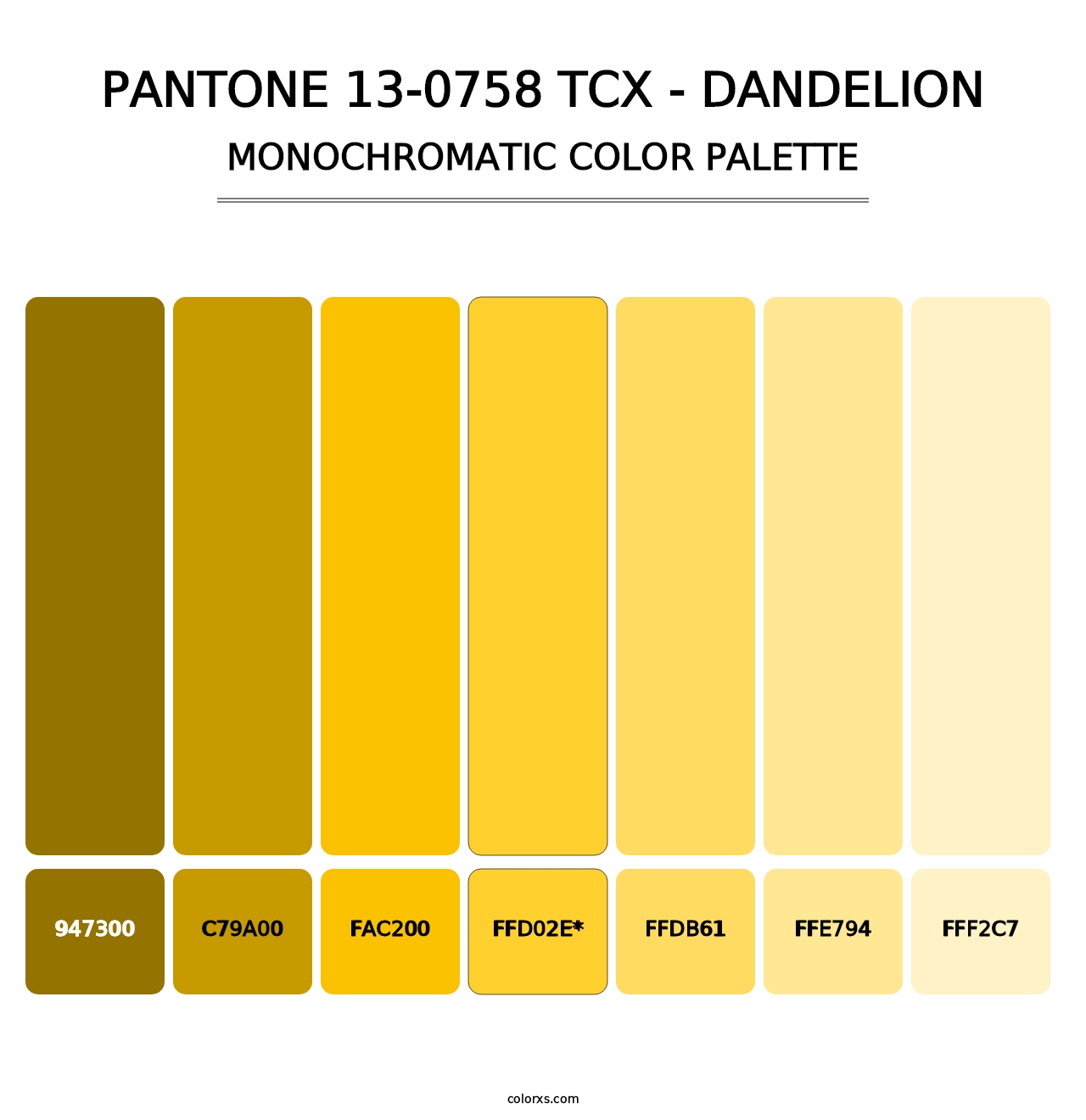 PANTONE 13-0758 TCX - Dandelion - Monochromatic Color Palette