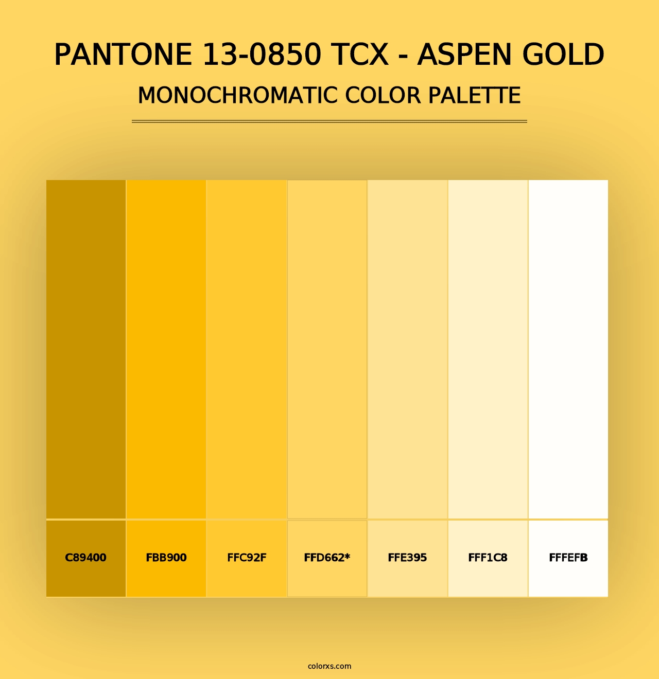 PANTONE 13-0850 TCX - Aspen Gold - Monochromatic Color Palette