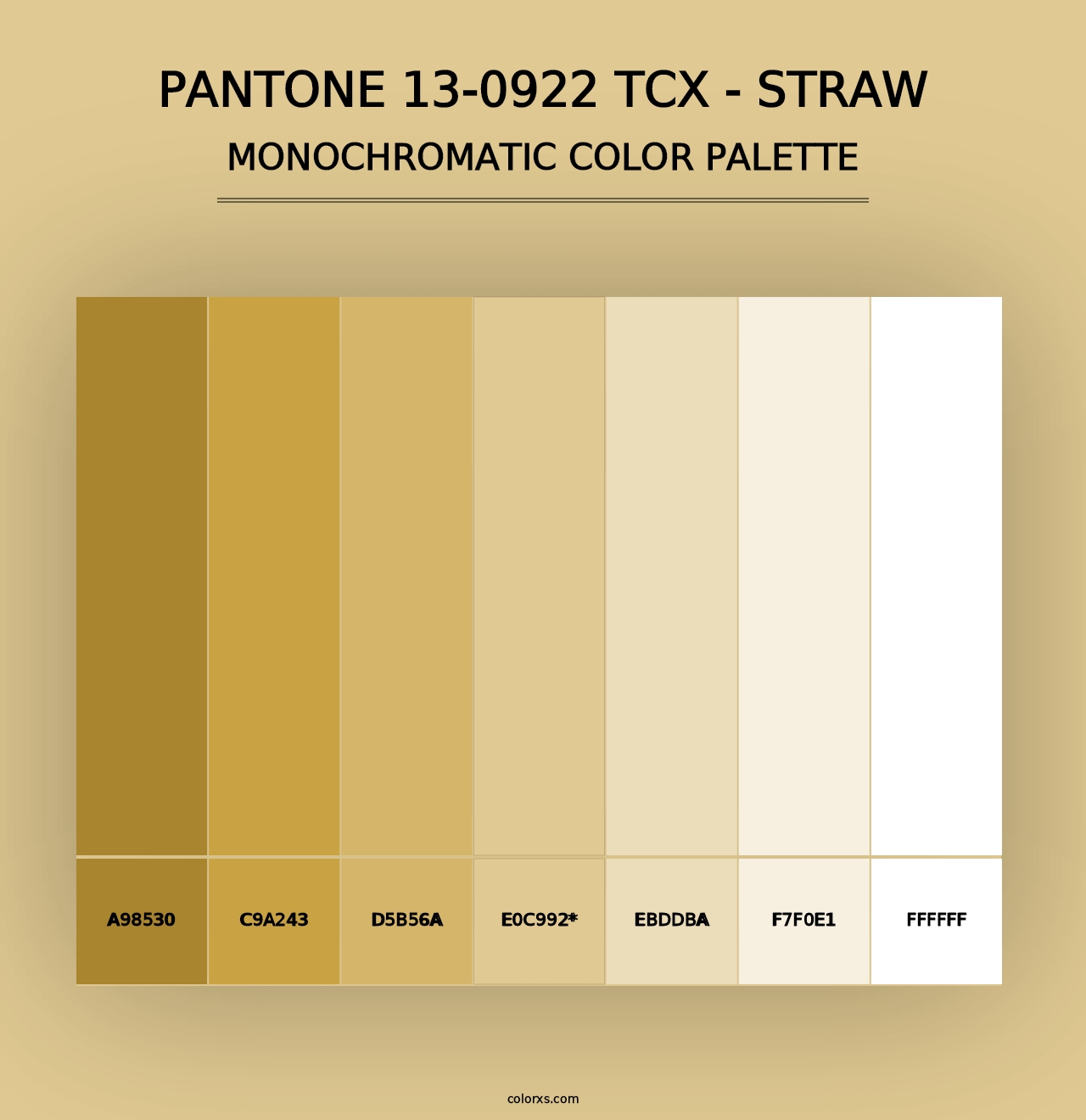 PANTONE 13-0922 TCX - Straw - Monochromatic Color Palette