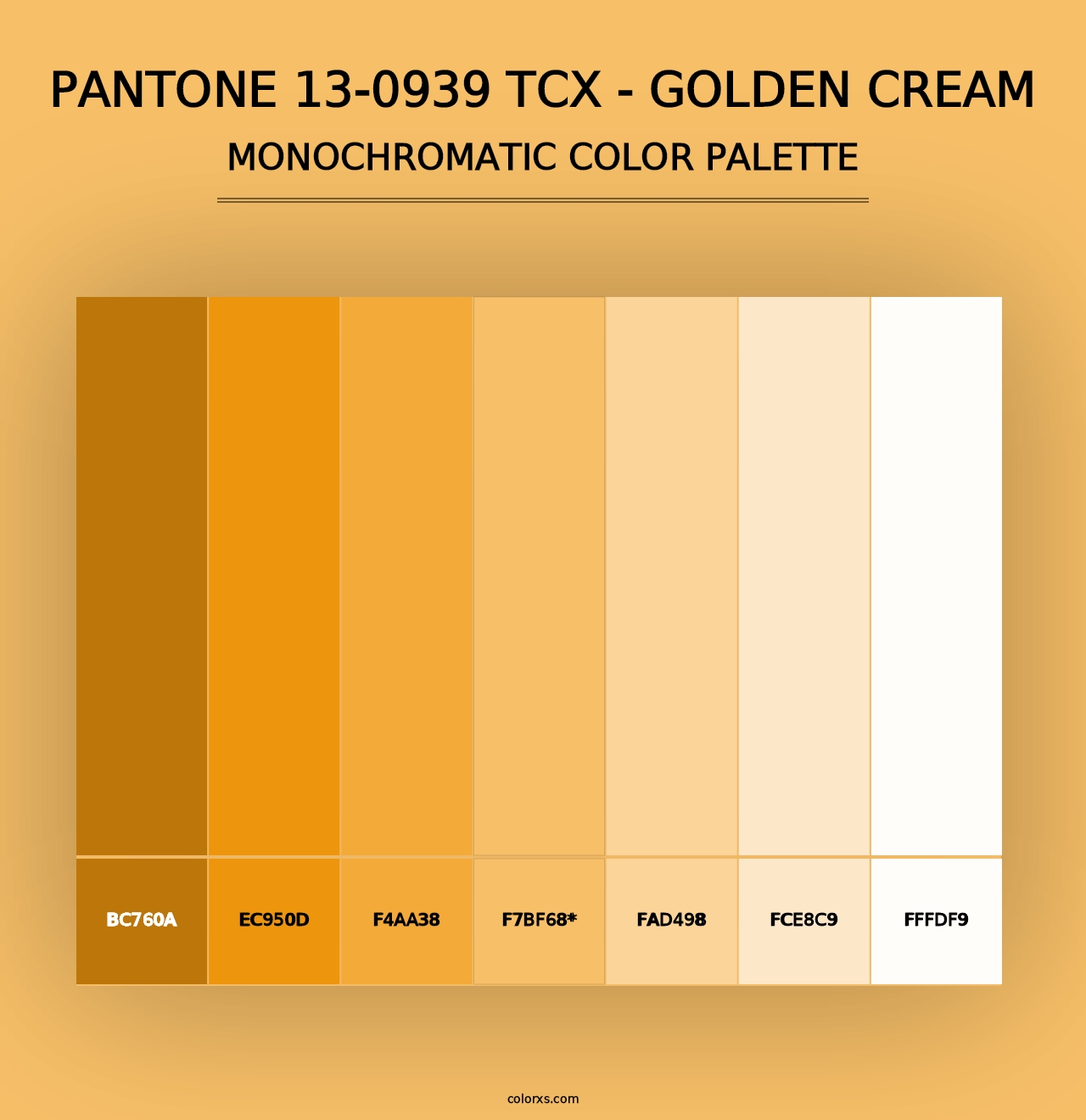 PANTONE 13-0939 TCX - Golden Cream - Monochromatic Color Palette