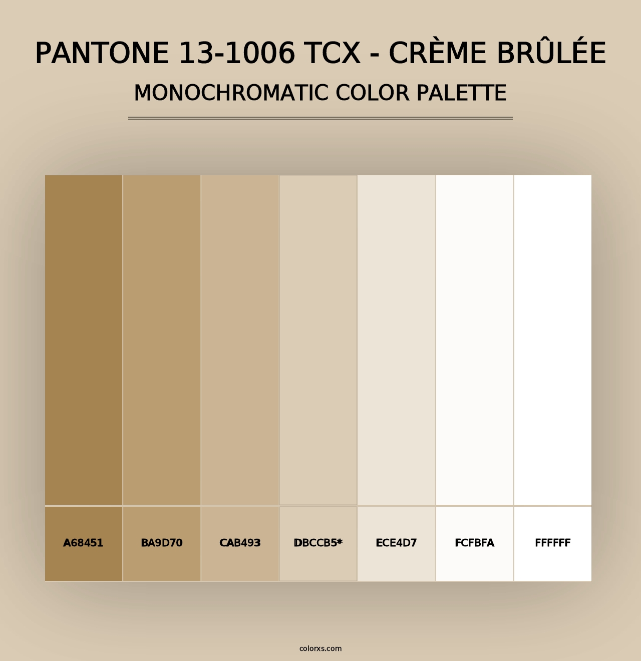 PANTONE 13-1006 TCX - Crème Brûlée - Monochromatic Color Palette