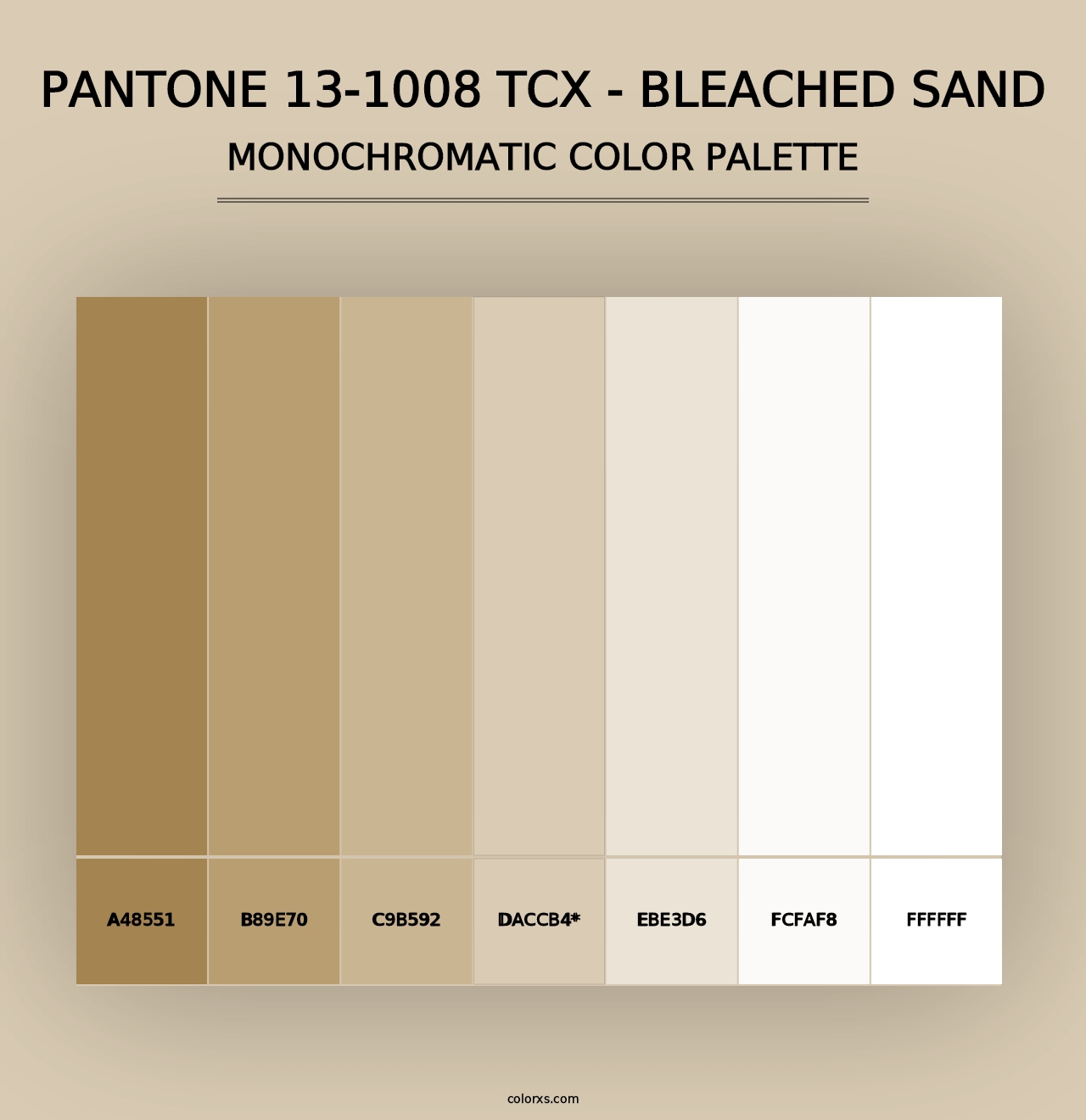 PANTONE 13-1008 TCX - Bleached Sand - Monochromatic Color Palette