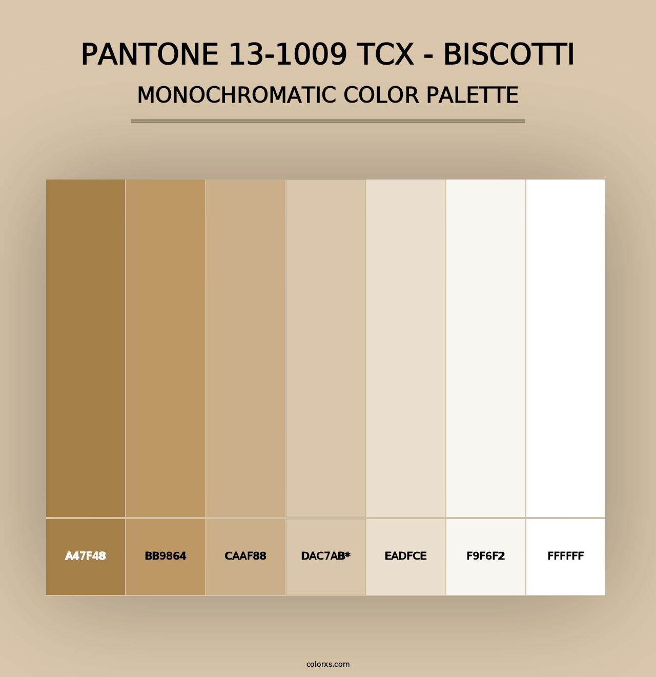 PANTONE 13-1009 TCX - Biscotti - Monochromatic Color Palette