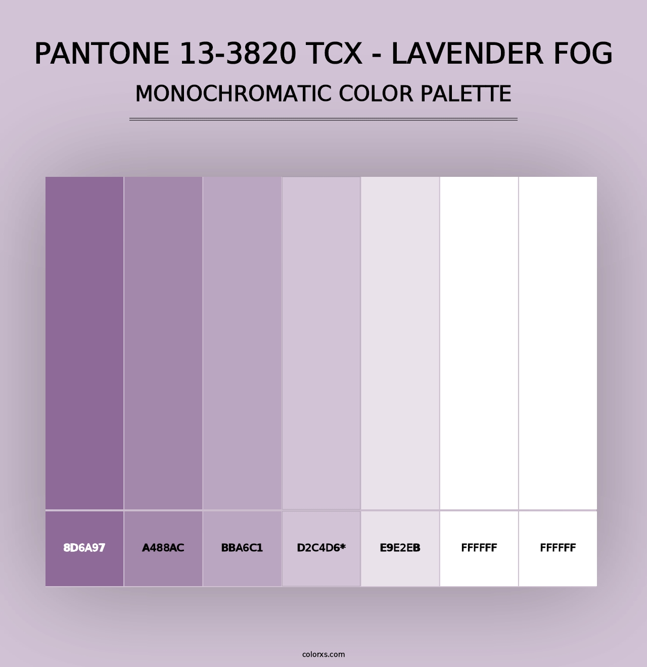 PANTONE 13-3820 TCX - Lavender Fog - Monochromatic Color Palette