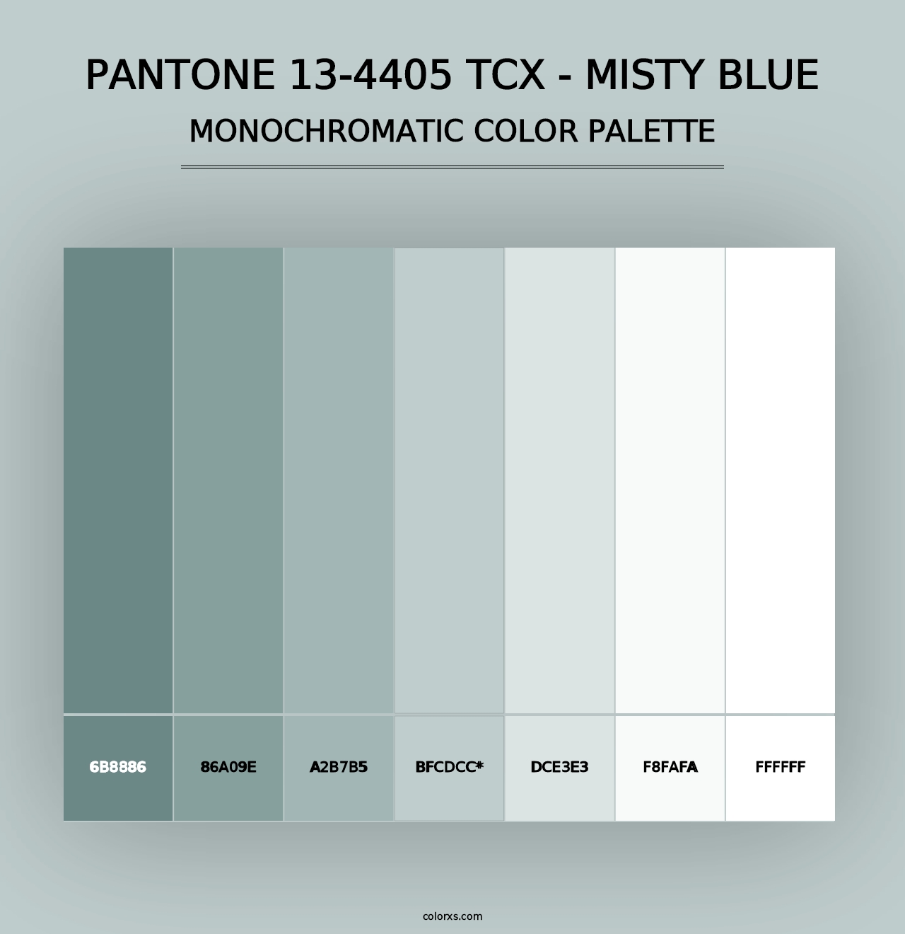 PANTONE 13-4405 TCX - Misty Blue - Monochromatic Color Palette