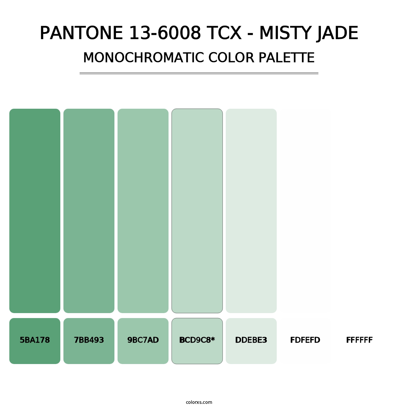 PANTONE 13-6008 TCX - Misty Jade - Monochromatic Color Palette