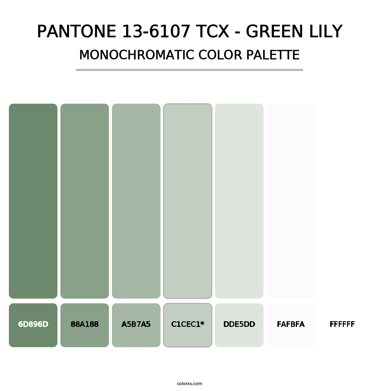 PANTONE 13-6107 TCX - Green Lily - Monochromatic Color Palette