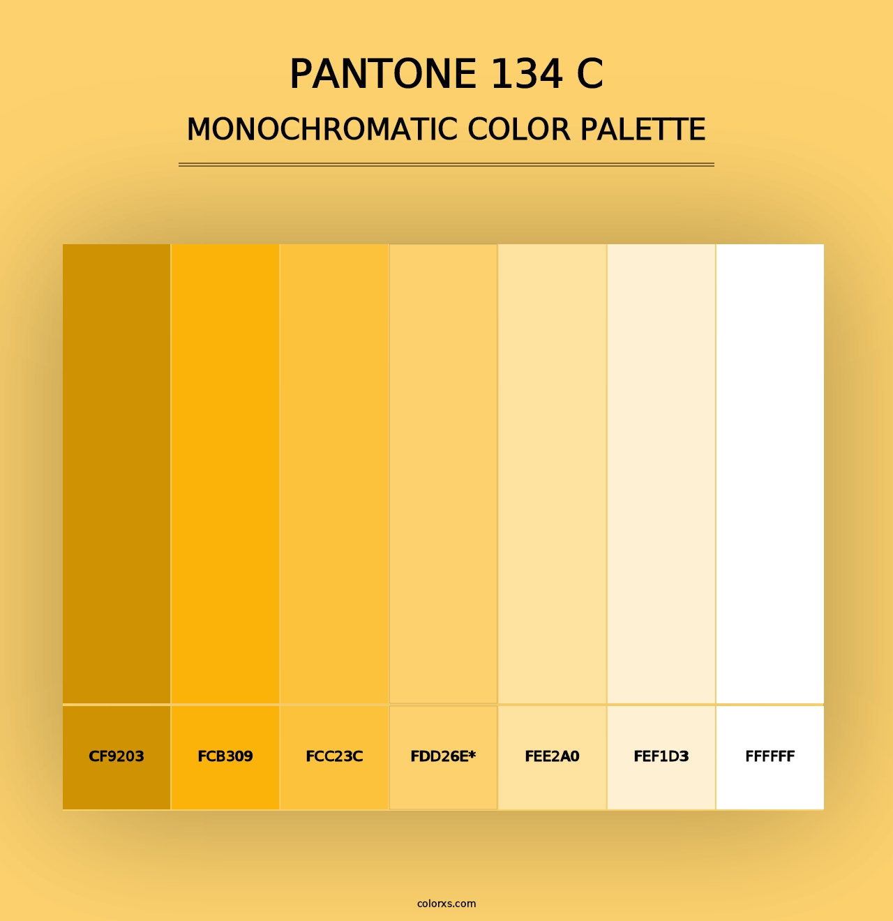 PANTONE 134 C - Monochromatic Color Palette