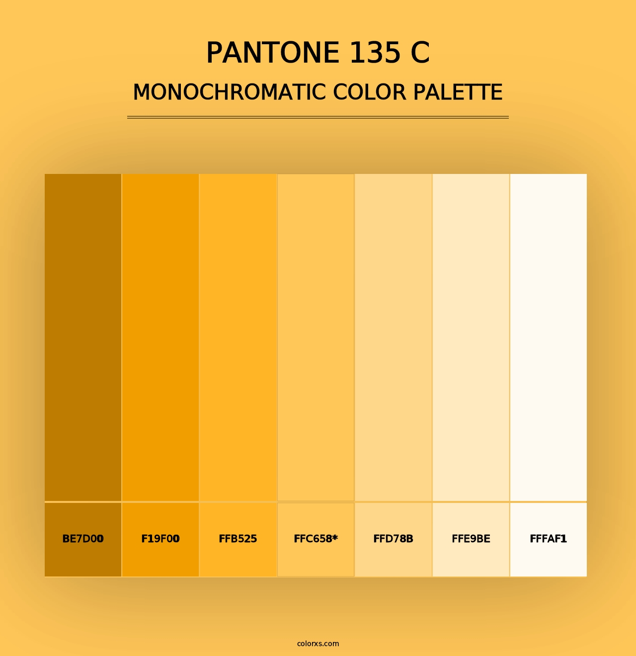 PANTONE 135 C - Monochromatic Color Palette