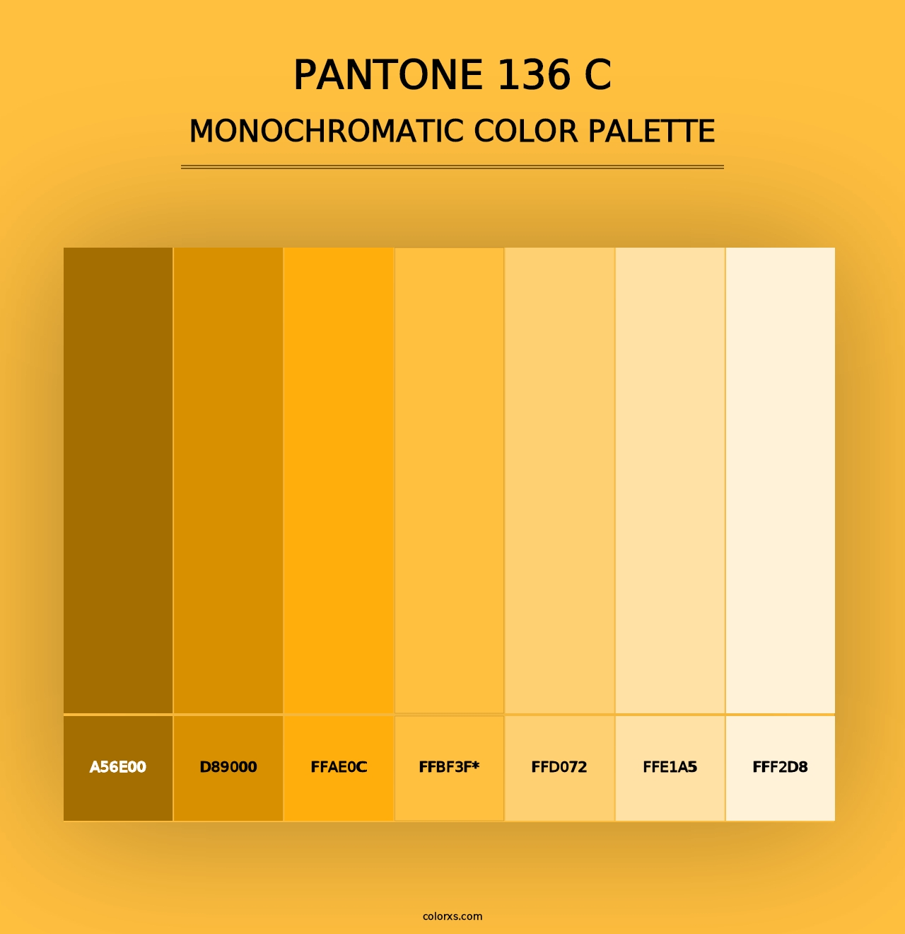 PANTONE 136 C - Monochromatic Color Palette