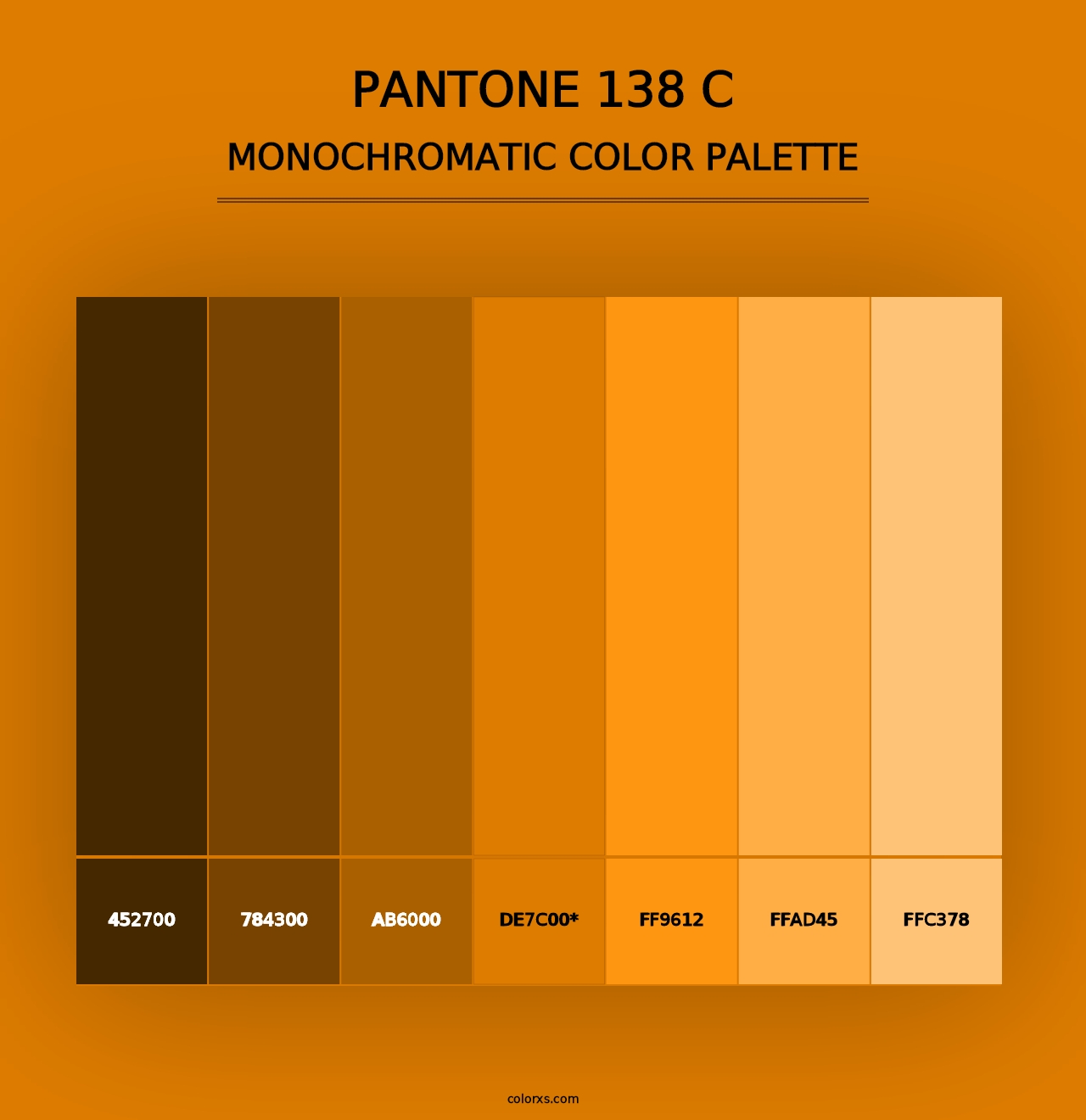 PANTONE 138 C - Monochromatic Color Palette