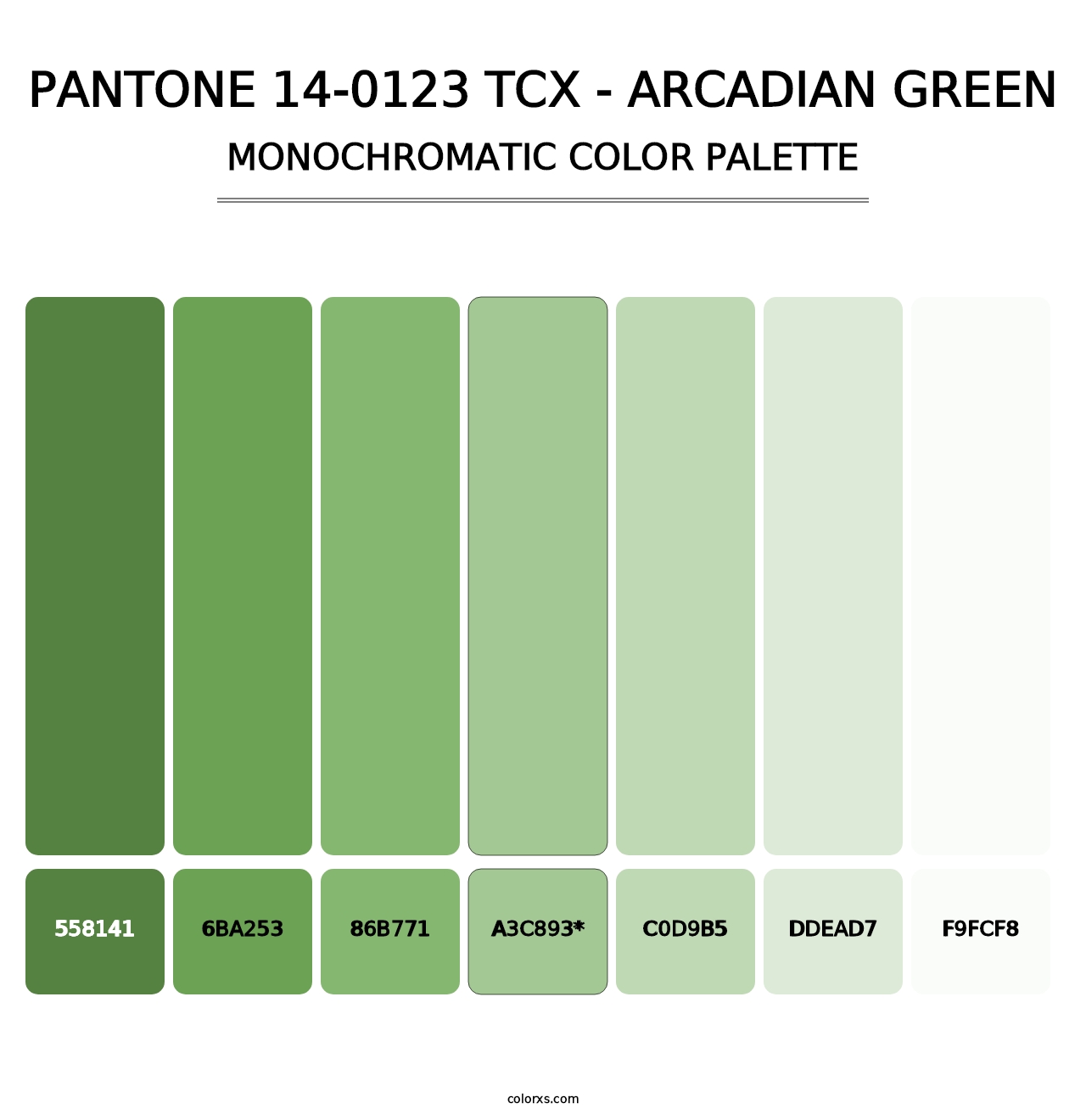 PANTONE 14-0123 TCX - Arcadian Green - Monochromatic Color Palette