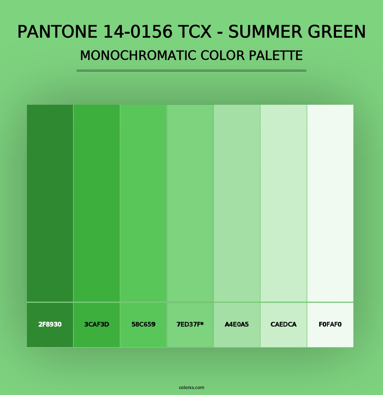 PANTONE 14-0156 TCX - Summer Green - Monochromatic Color Palette