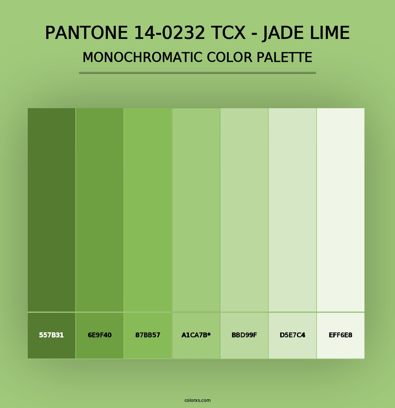 PANTONE 14-0232 TCX - Jade Lime - Monochromatic Color Palette