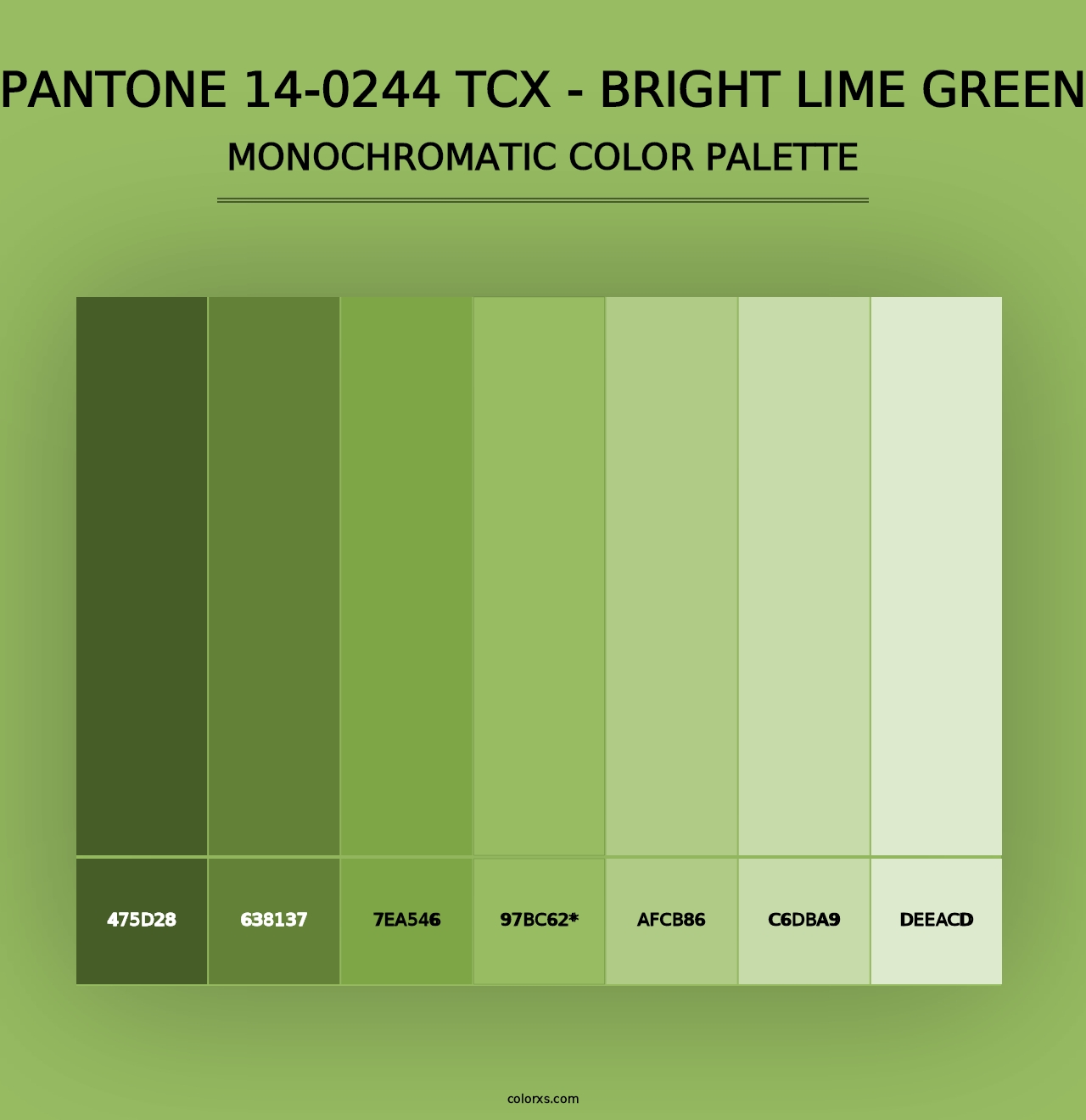 PANTONE 14-0244 TCX - Bright Lime Green - Monochromatic Color Palette