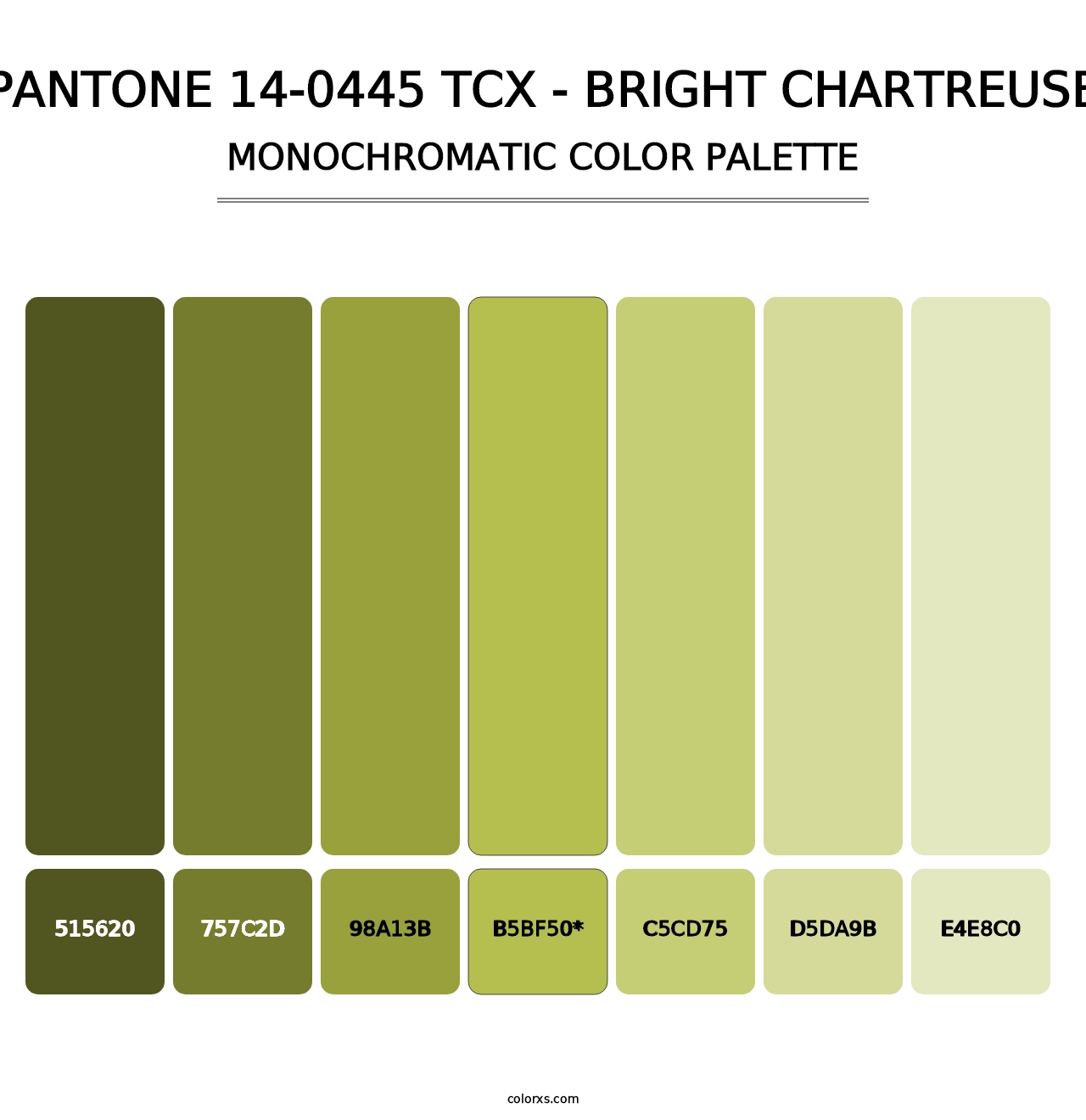 PANTONE 14-0445 TCX - Bright Chartreuse - Monochromatic Color Palette