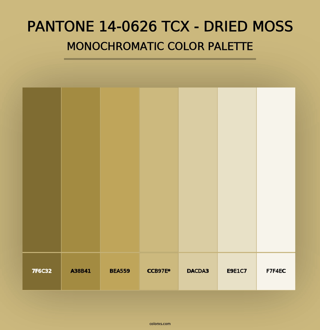 PANTONE 14-0626 TCX - Dried Moss - Monochromatic Color Palette