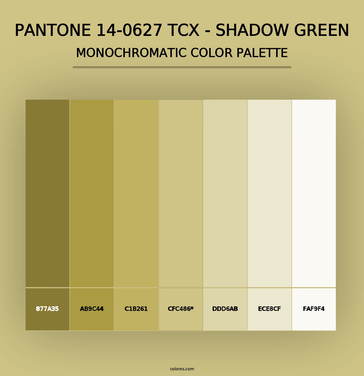 PANTONE 14-0627 TCX - Shadow Green - Monochromatic Color Palette