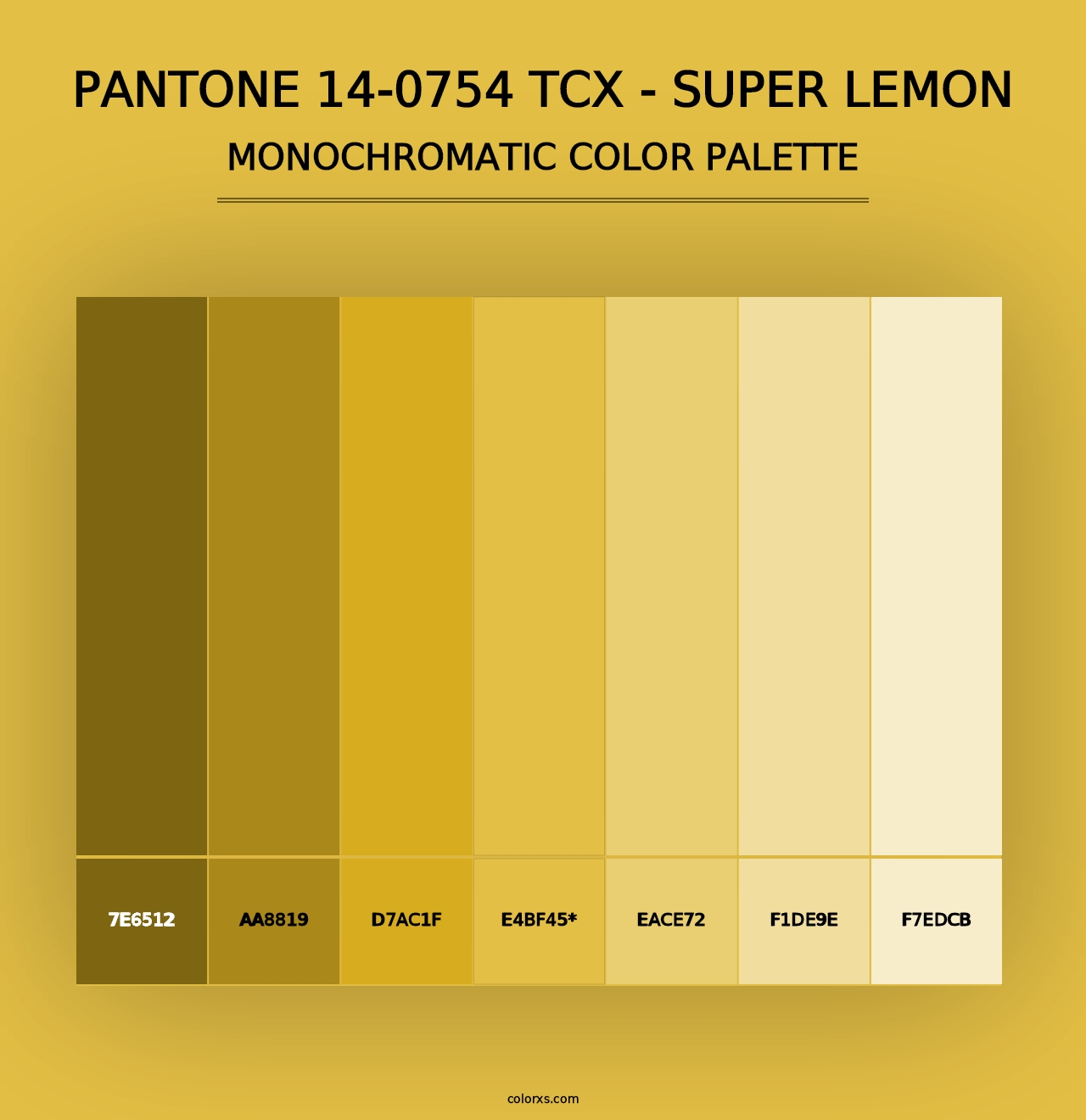 PANTONE 14-0754 TCX - Super Lemon - Monochromatic Color Palette