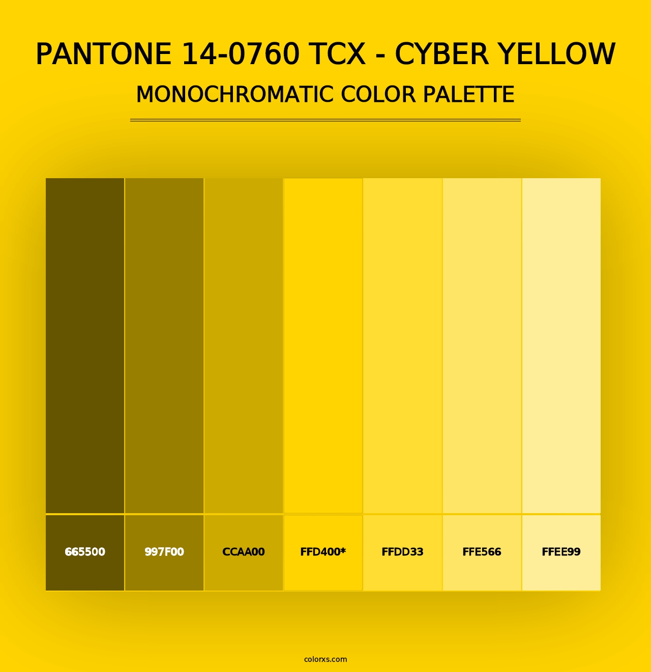 PANTONE 14-0760 TCX - Cyber Yellow - Monochromatic Color Palette