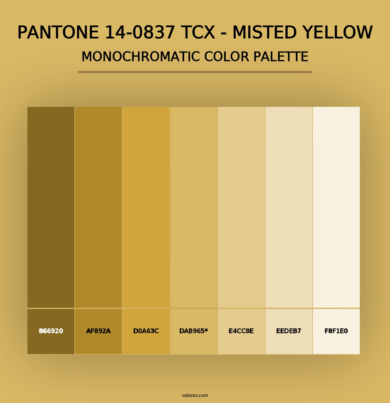 PANTONE 14-0837 TCX - Misted Yellow - Monochromatic Color Palette