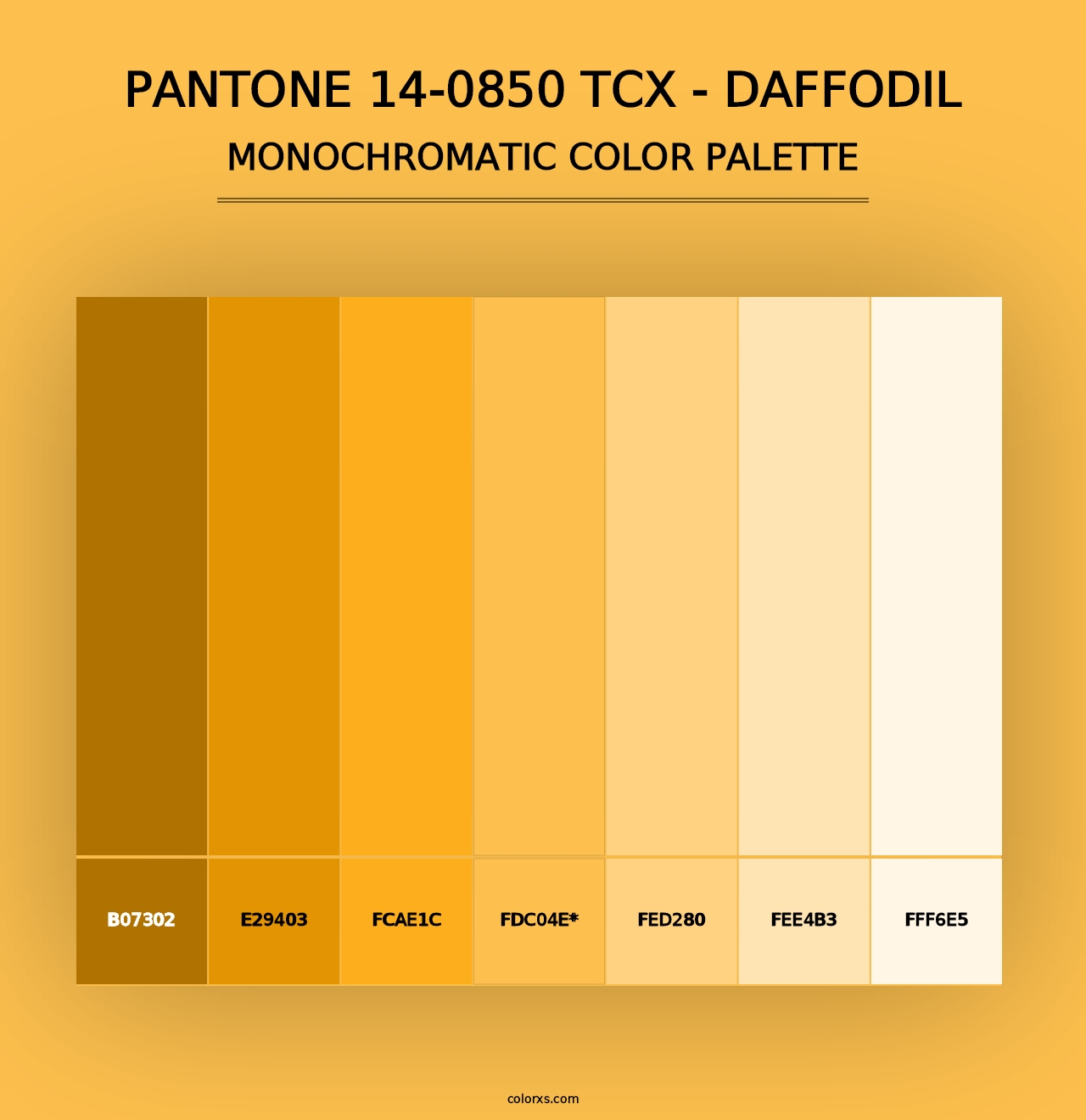 PANTONE 14-0850 TCX - Daffodil - Monochromatic Color Palette