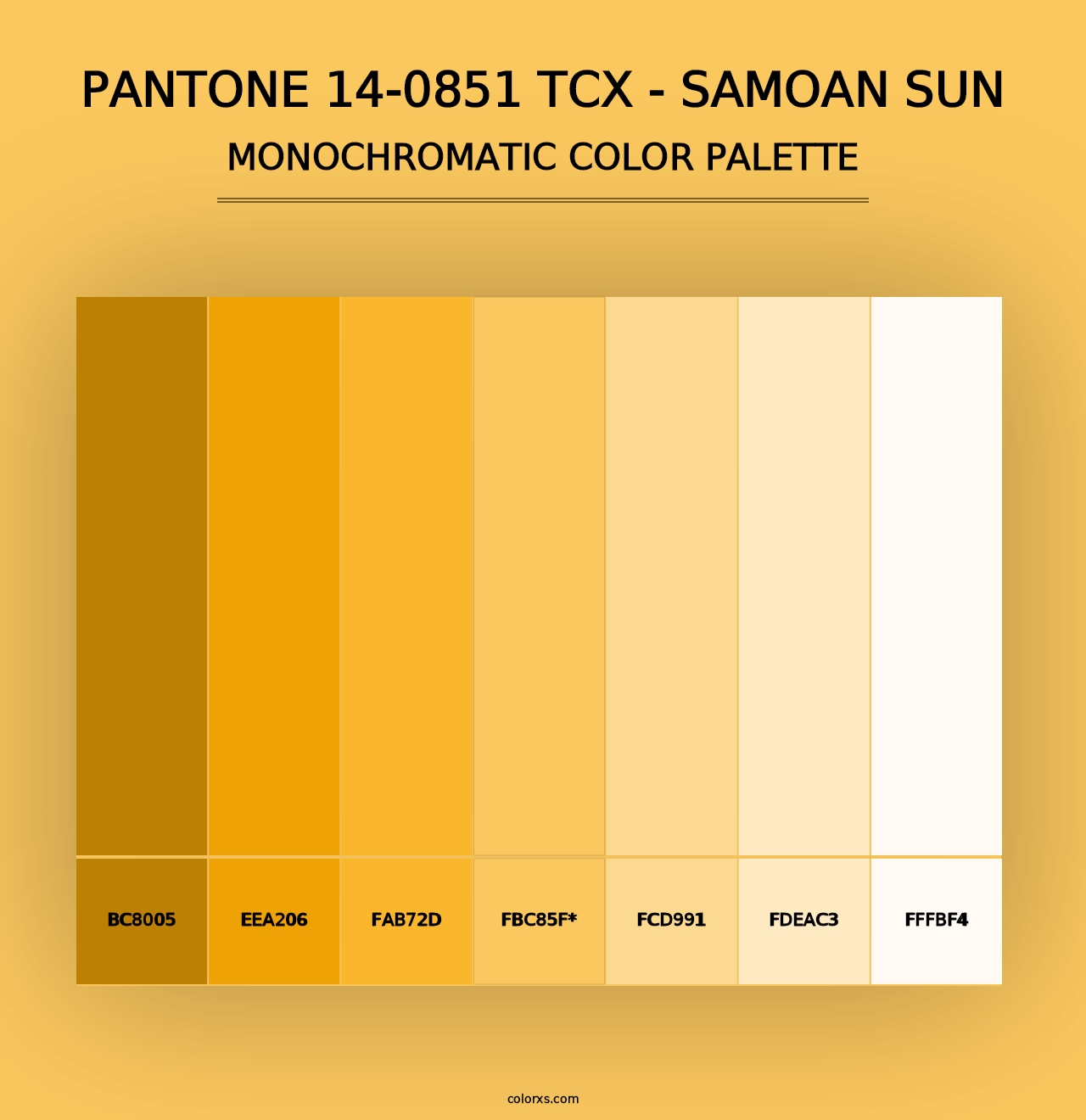 PANTONE 14-0851 TCX - Samoan Sun - Monochromatic Color Palette