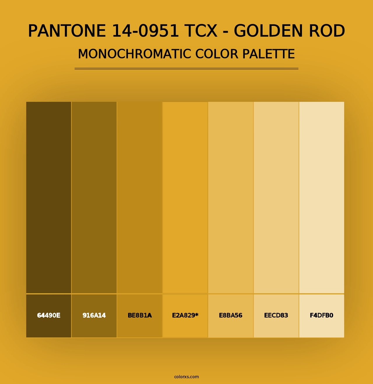 PANTONE 14-0951 TCX - Golden Rod - Monochromatic Color Palette