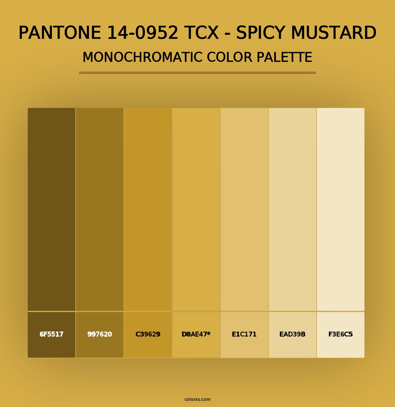 PANTONE 14-0952 TCX - Spicy Mustard - Monochromatic Color Palette