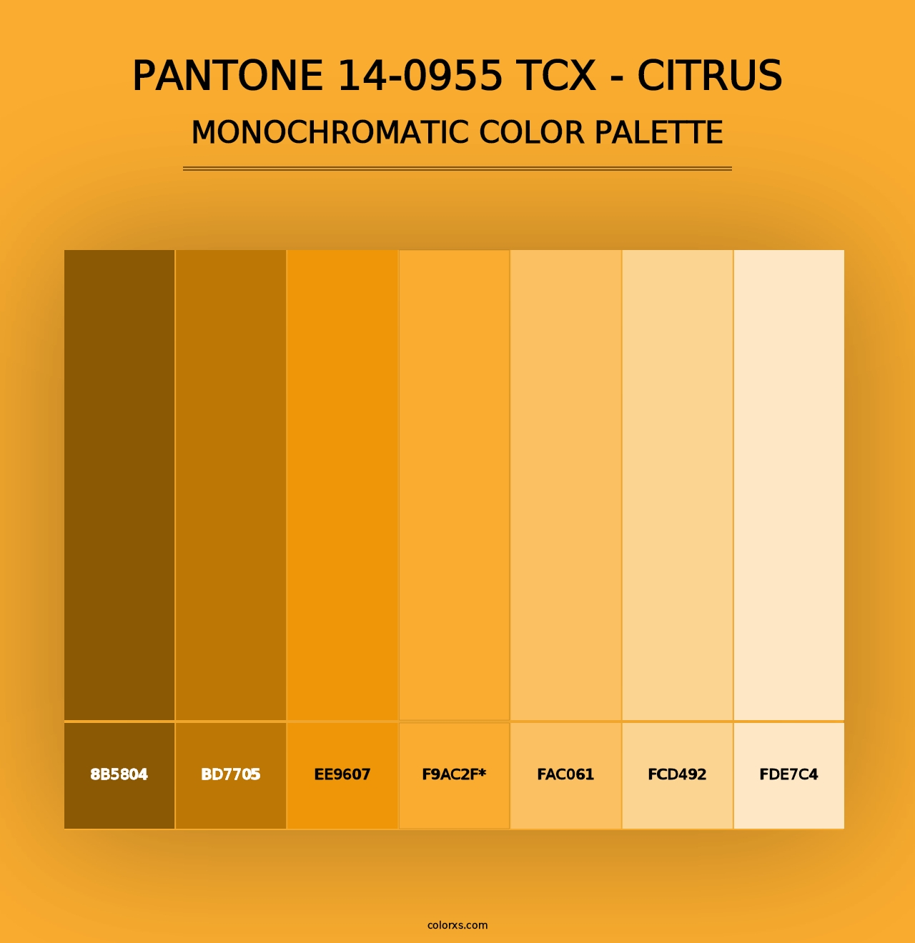 PANTONE 14-0955 TCX - Citrus - Monochromatic Color Palette