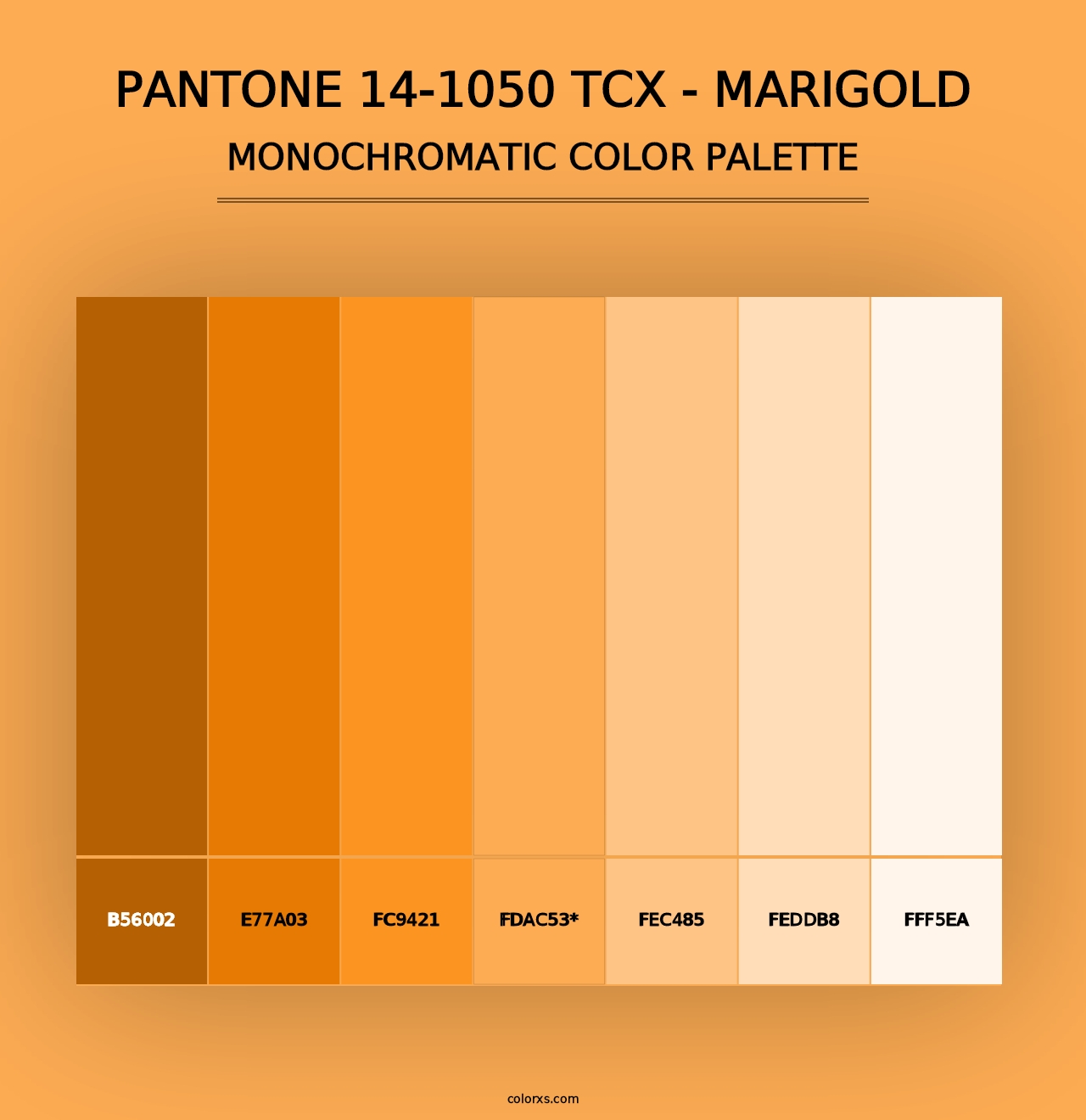 PANTONE 14-1050 TCX - Marigold - Monochromatic Color Palette