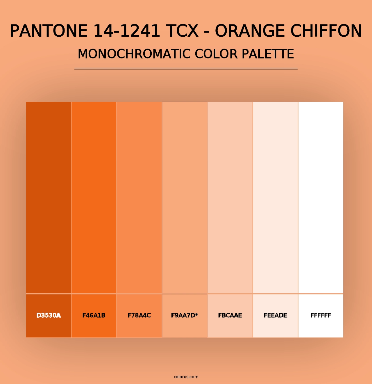 PANTONE 14-1241 TCX - Orange Chiffon - Monochromatic Color Palette