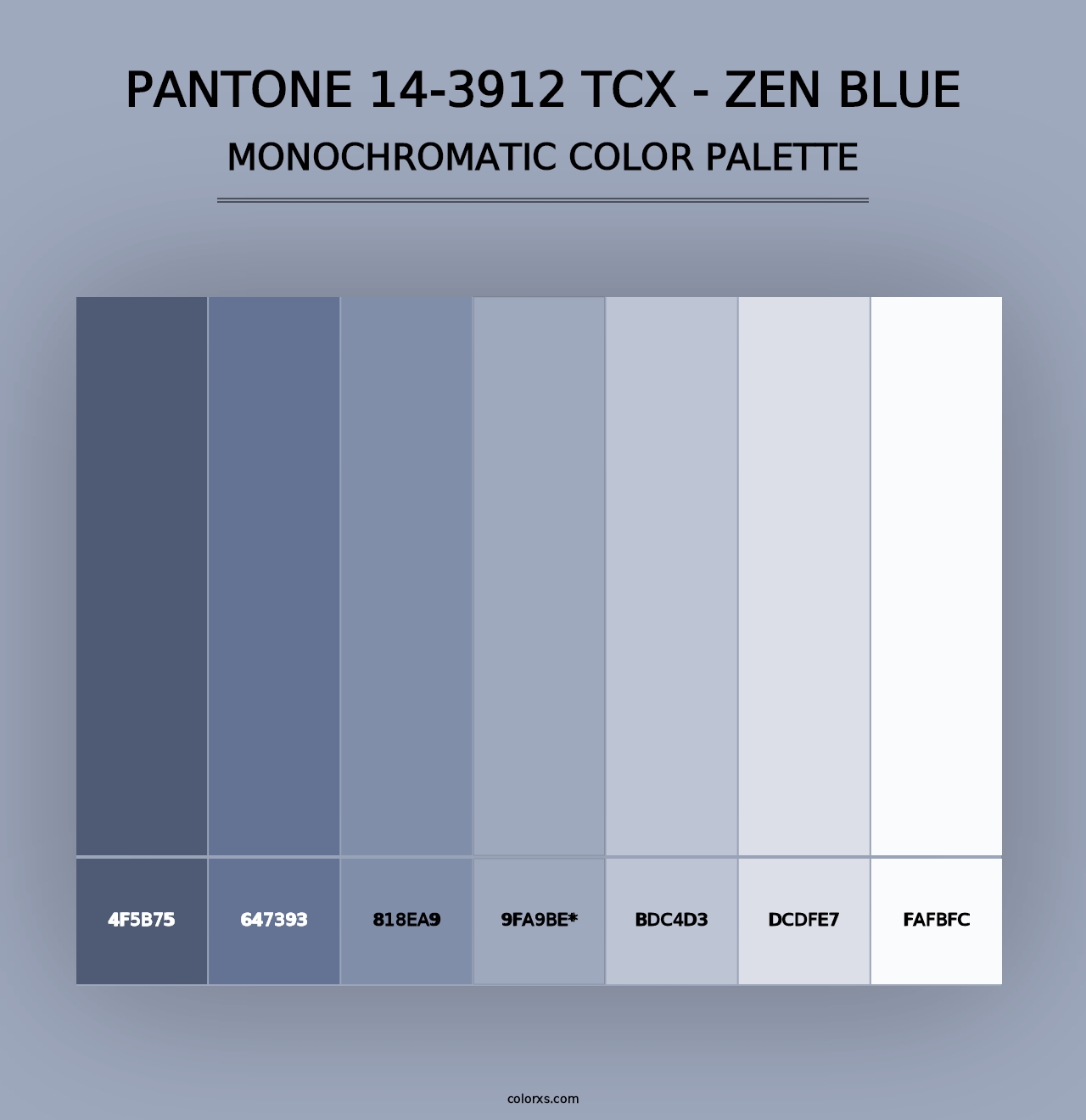 PANTONE 14-3912 TCX - Zen Blue - Monochromatic Color Palette